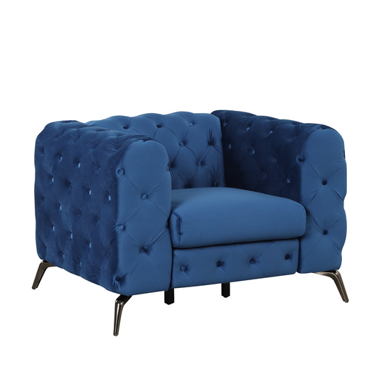 Sofa & Chair sets | Velvet Upholstered Accent Sofa,Modern Single Sofa Chair with Button Tufted Back,Modern Single Couch for Living Room,Bedroom,or Small Space,Blue | casafoyer.myshopify.com