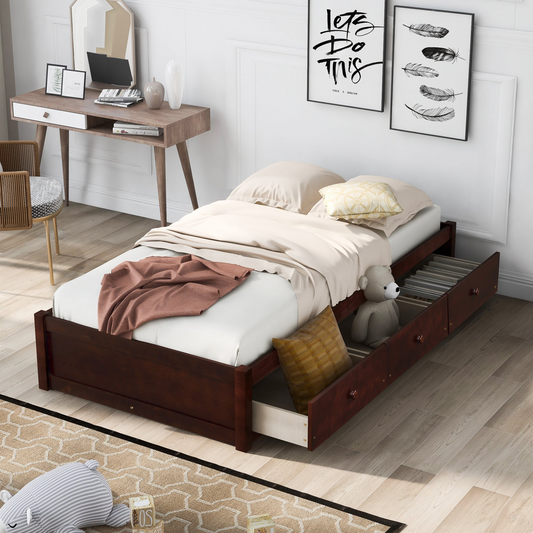 Sofa & Chair sets | Orisfur Twin Size Platform Storage Bed with 3 Drawers - Stylish and Functional Bed Frame | casafoyer.myshopify.com