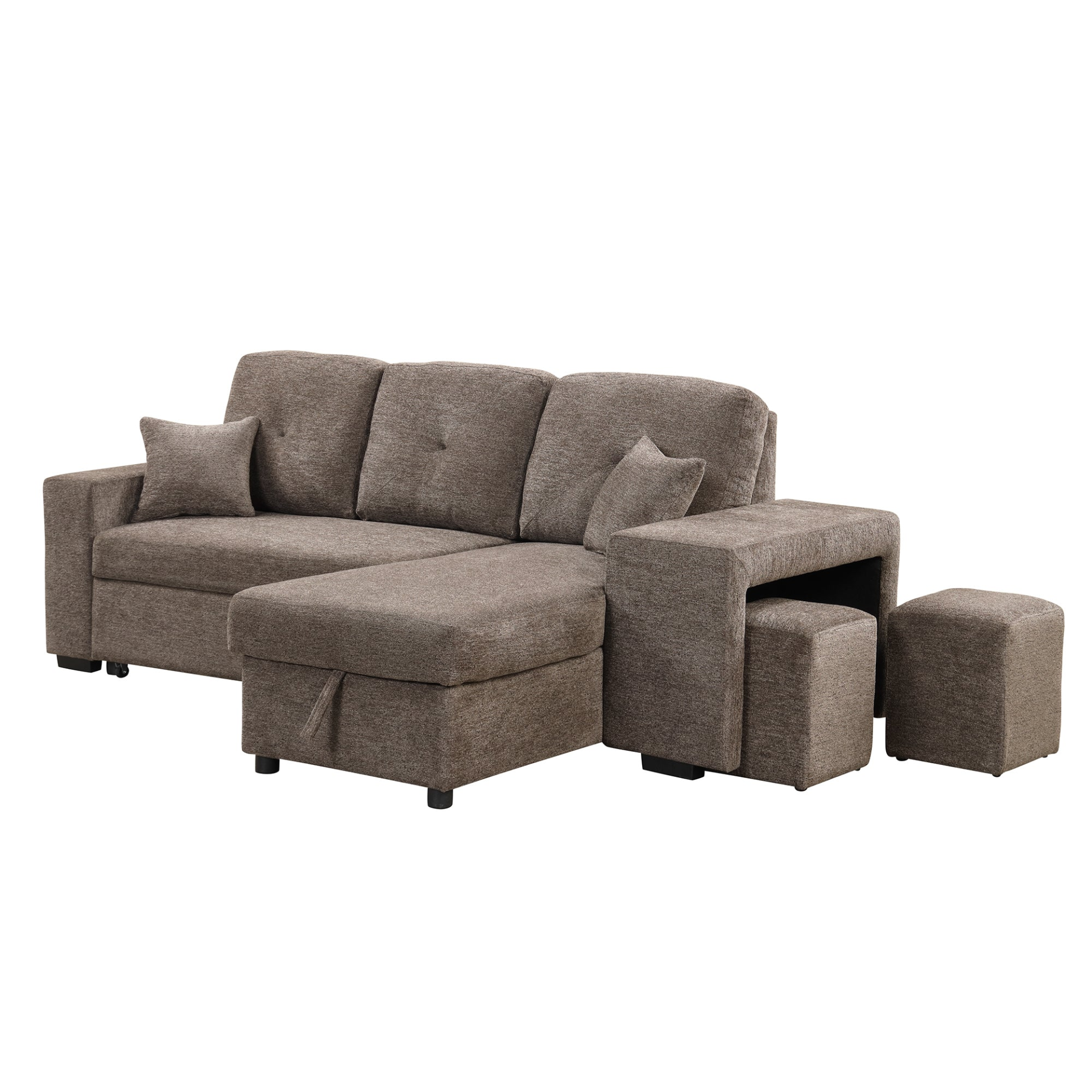 Sofa & Chair sets | Reversible Sleeper Sectional Sofa Bed with Side Shelf and 2 Stools,Pull-Out L-Shaped Sofa Bed,Corner Sofa-Bed with Storage Chaise Left/Right Hande for Living Room,Knox Charcoal | casafoyer.myshopify.com