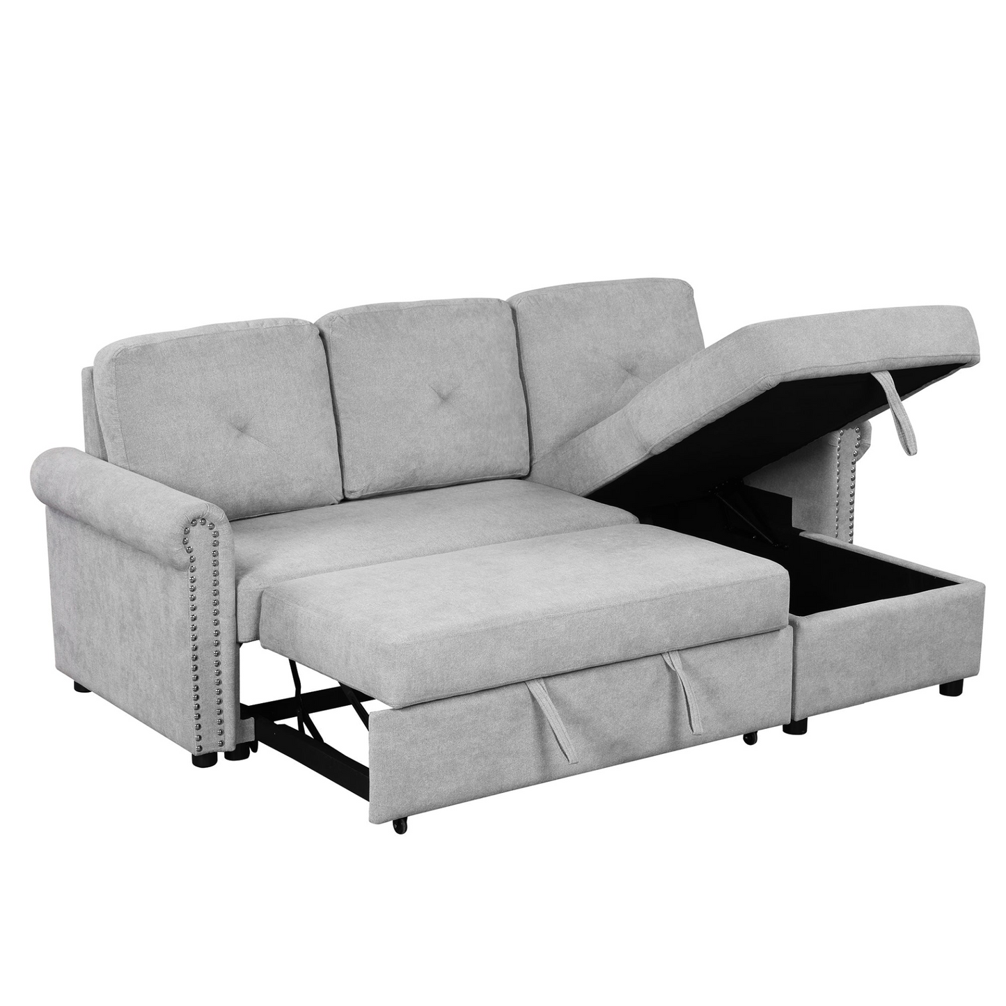 Sofa & Chair sets | Modern Convertible Sleeper Sofa Bed with Storage Chaise,Gray | casafoyer.myshopify.com