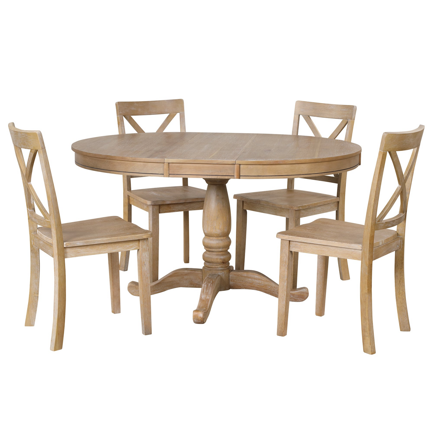 Dining Table | Modern Dining Table Set for 4,Round Table and 4 Kitchen Room Chairs,5 Piece Kitchen Table Set for Dining Room,Dinette,Breakfast Nook,Natural Wood Wash | casafoyer.myshopify.com