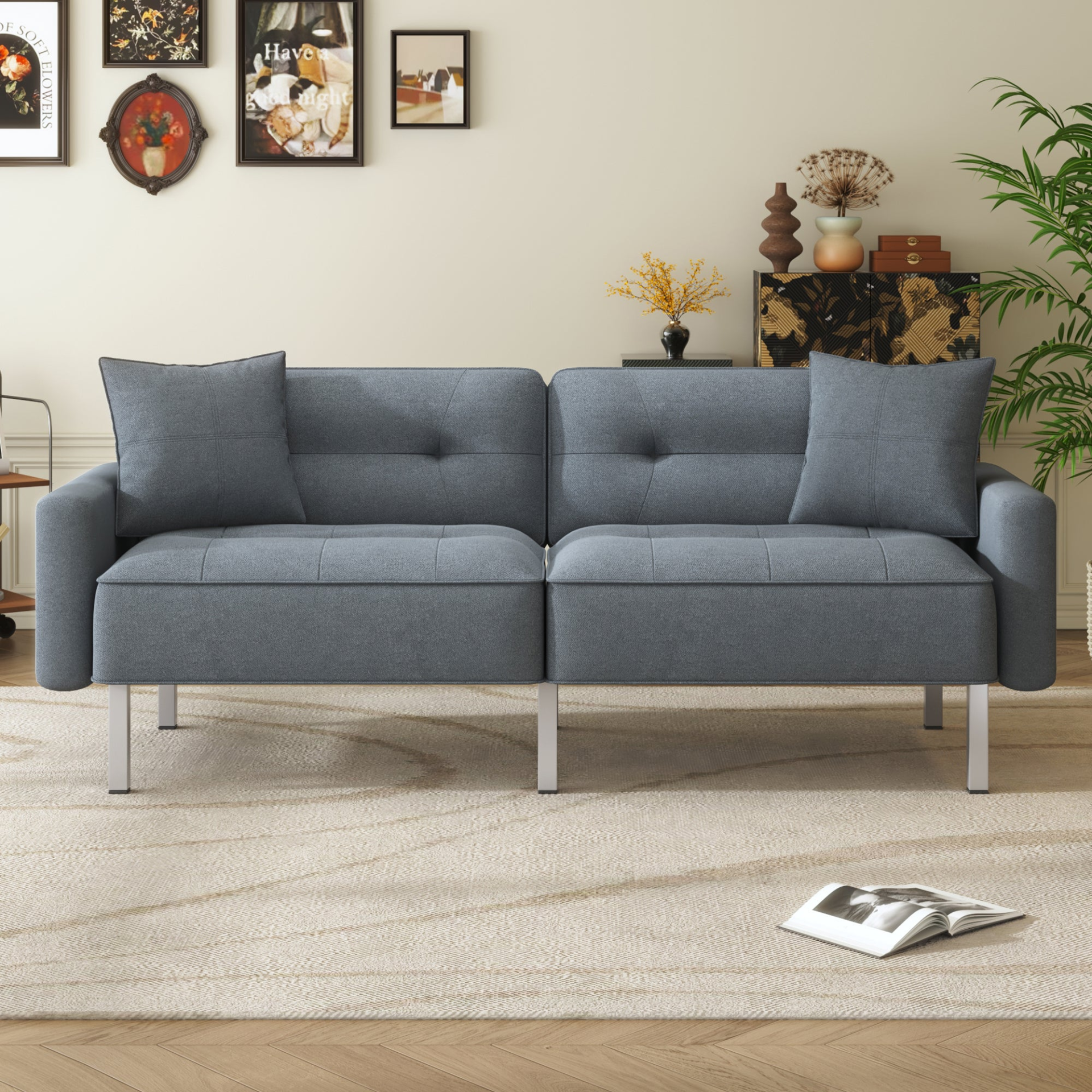 Sofa & Chair sets | Linen Upholstered Modern Convertible Folding Futon Sofa Bed for Compact Living Space, Apartment, Dorm | casafoyer.myshopify.com