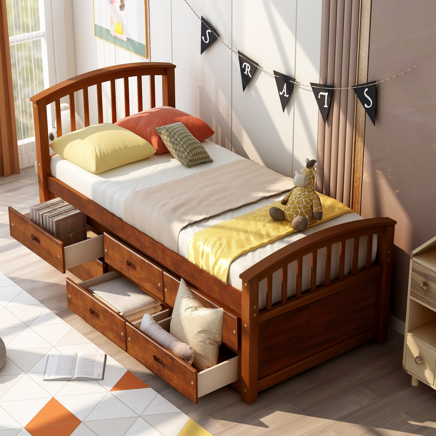 Sofa & Chair sets | Twin Size Platform Storage Bed Solid Wood Bed with 6 Drawers | casafoyer.myshopify.com