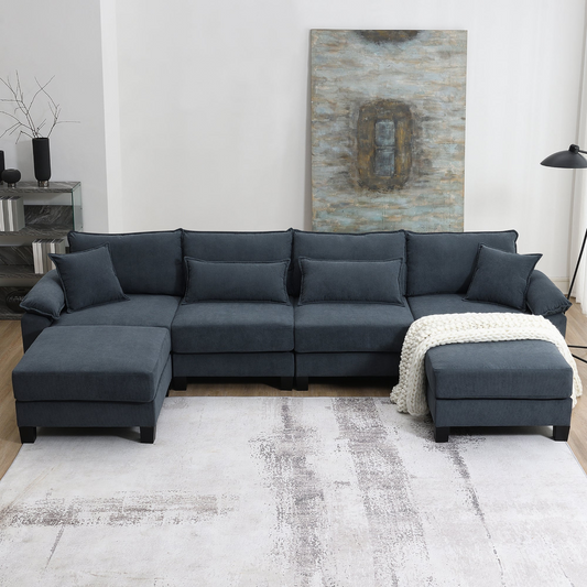 Sofa & Chair sets | Corduroy Modular Sectional Sofa,U Shaped Couch with Armrest Bags,6 Seat Freely Combinable Sofa Bed,Comfortable and Spacious Indoor Furniture for Living Room, 2 Colors | casafoyer.myshopify.com