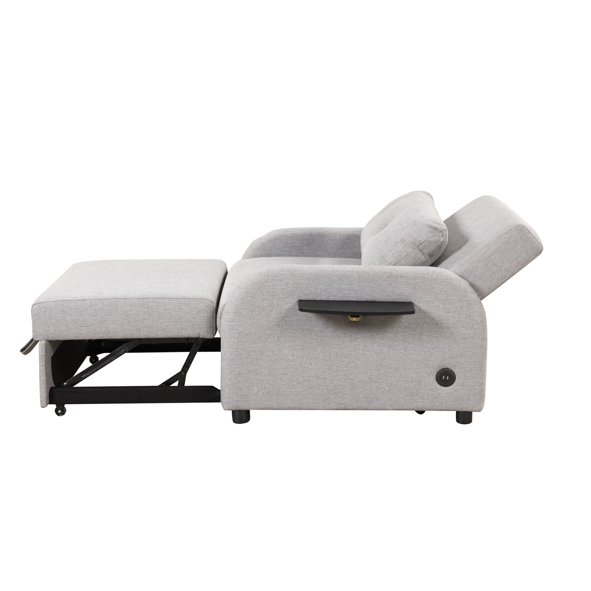 Sofa & Chair sets | Pull Out Sofa Sleeper 3 in 1 with 2 Wing Table and USB Charge for Living Room Recreation Room - Grey | casafoyer.myshopify.com