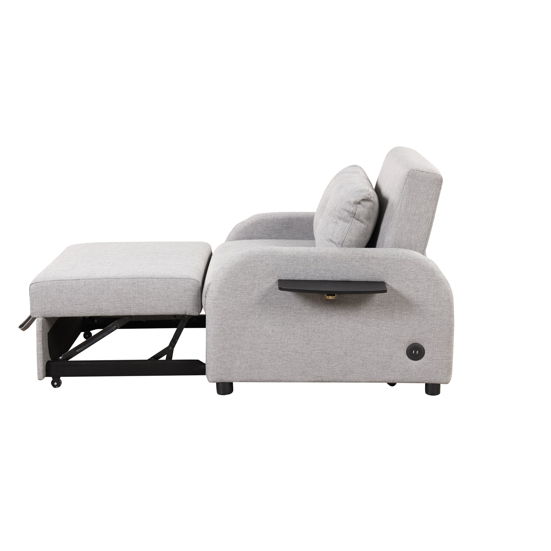 Sofa & Chair sets | Pull Out Sofa Sleeper 3 in 1 with 2 Wing Table and USB Charge for Living Room Recreation Room - Grey | casafoyer.myshopify.com