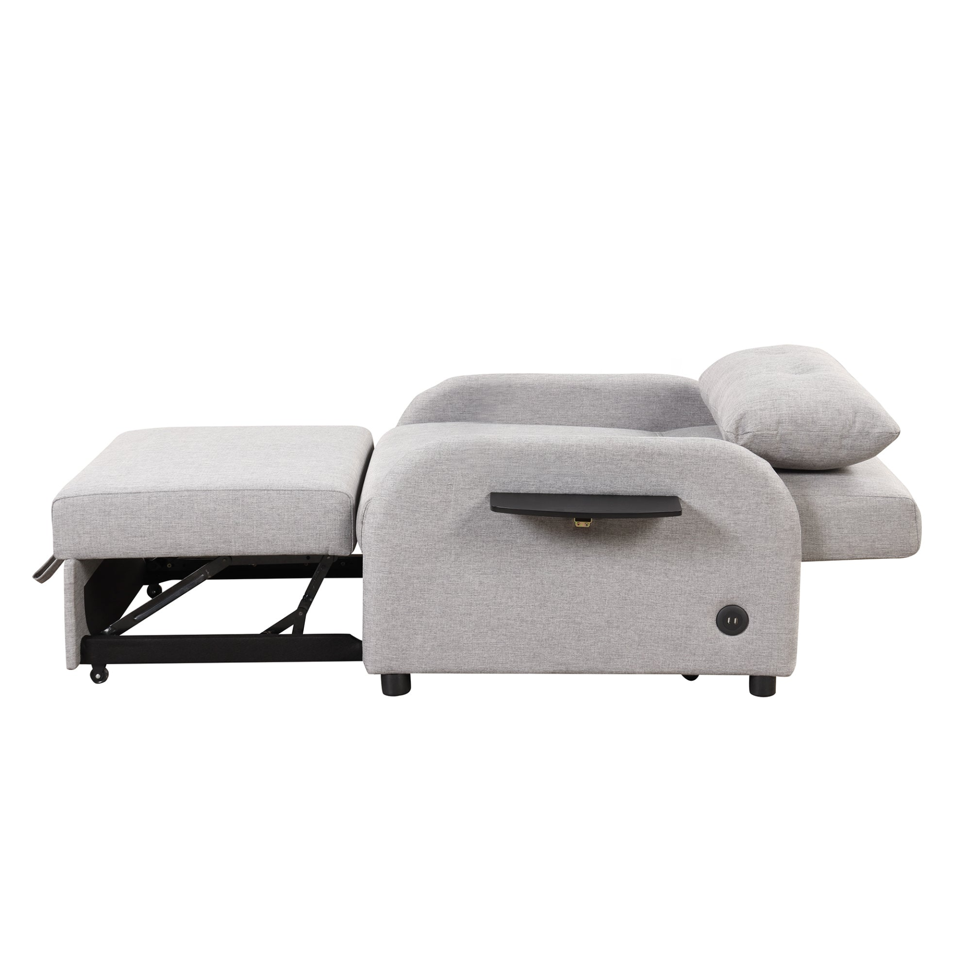 Sofa & Chair sets | Pull Out Sofa Sleeper 3 in 1 with 2 Wing Table and USB Charge for Living Room Recreation Room - Grey | casafoyer.myshopify.com