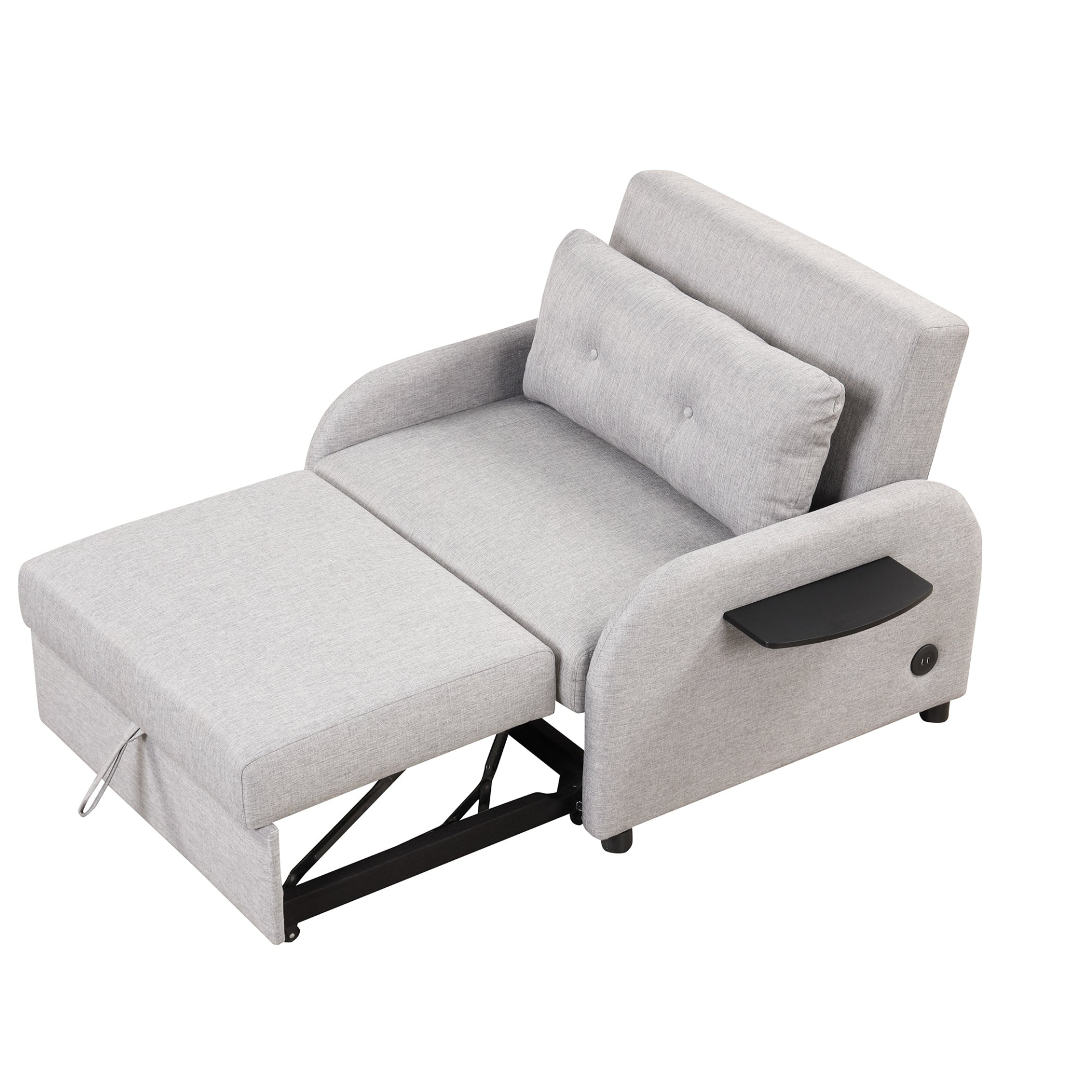 Sofa & Chair sets | Pull Out Sofa Sleeper 3 in 1 with 2 Wing Table and USB Charge for Living Room Recreation Room - Grey | casafoyer.myshopify.com