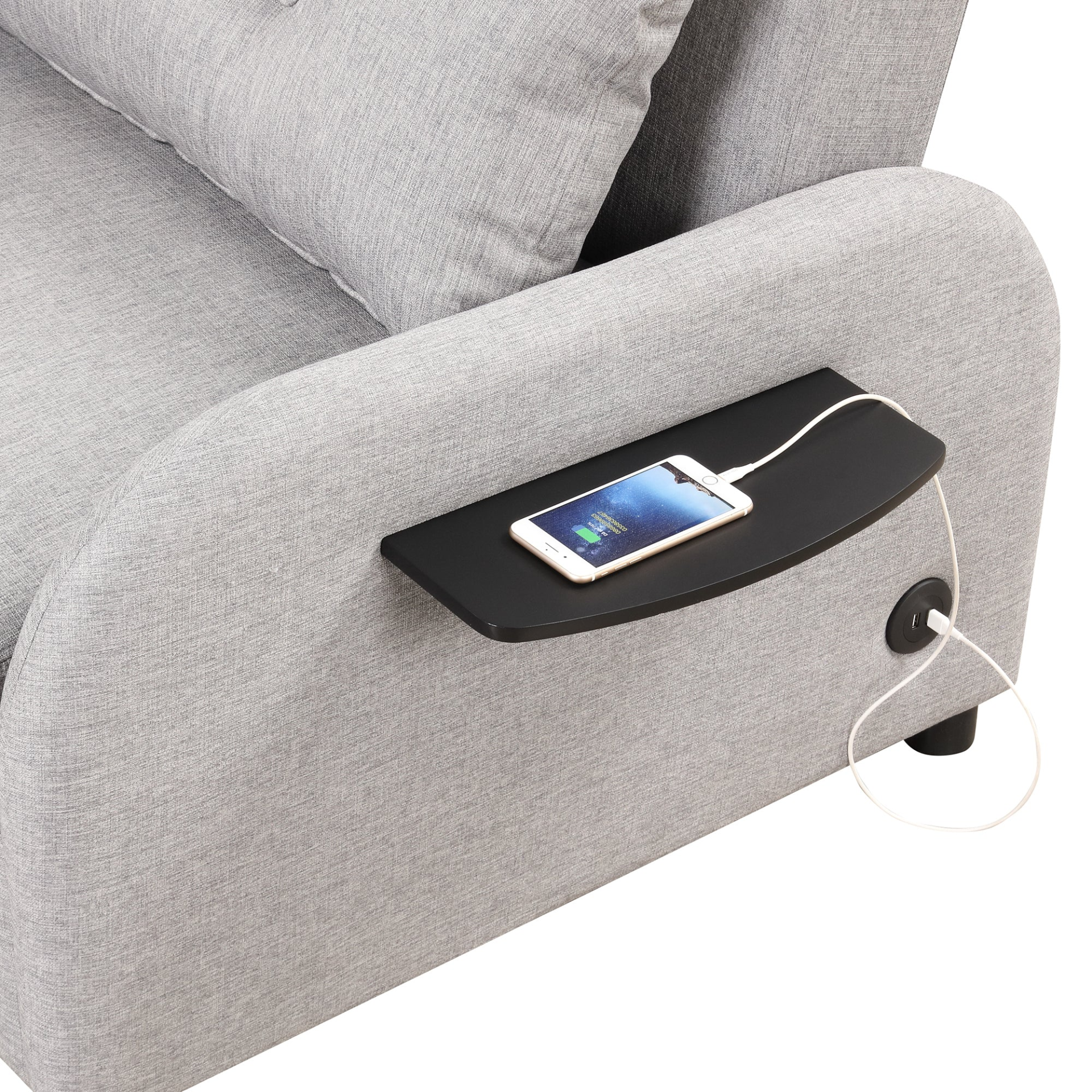 Sofa & Chair sets | Pull Out Sofa Sleeper 3 in 1 with 2 Wing Table and USB Charge for Living Room Recreation Room - Grey | casafoyer.myshopify.com