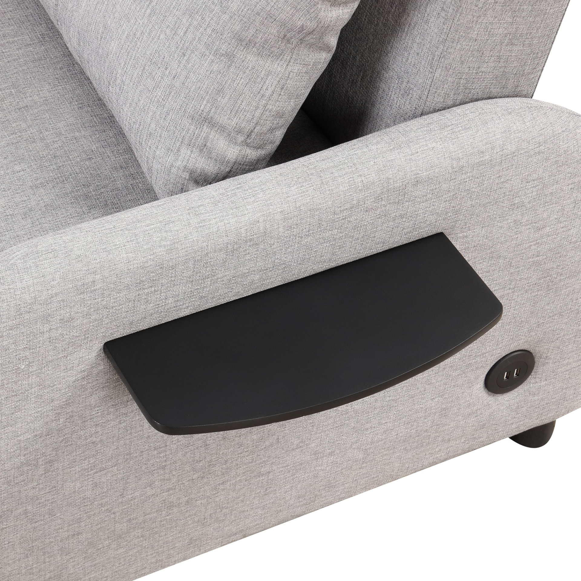 Sofa & Chair sets | Pull Out Sofa Sleeper 3 in 1 with 2 Wing Table and USB Charge for Living Room Recreation Room - Grey | casafoyer.myshopify.com