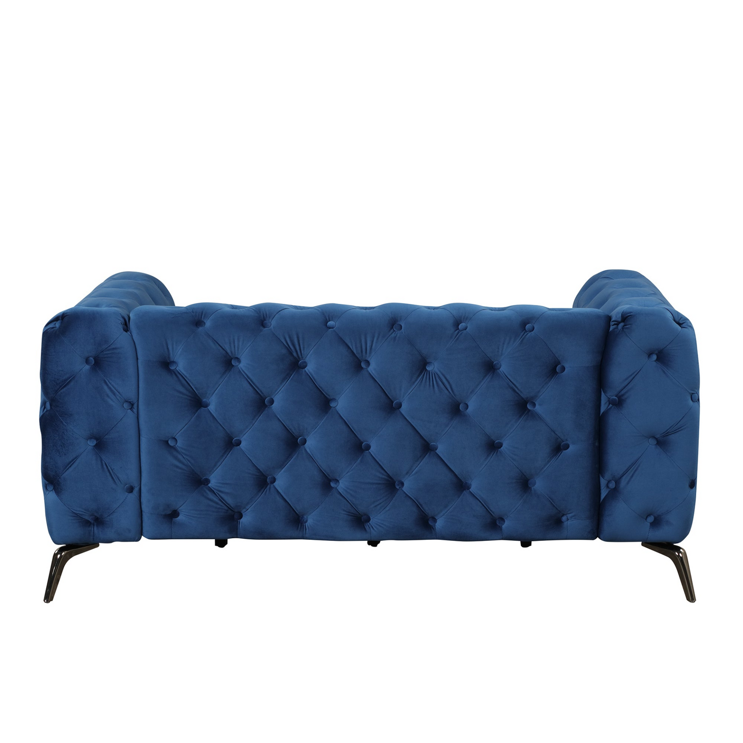 [product_type] | 63" Velvet Upholstered Loveseat Sofa, Modern Button Tufted Back, 2-Person Couch - Blue | casafoyer.myshopify.com