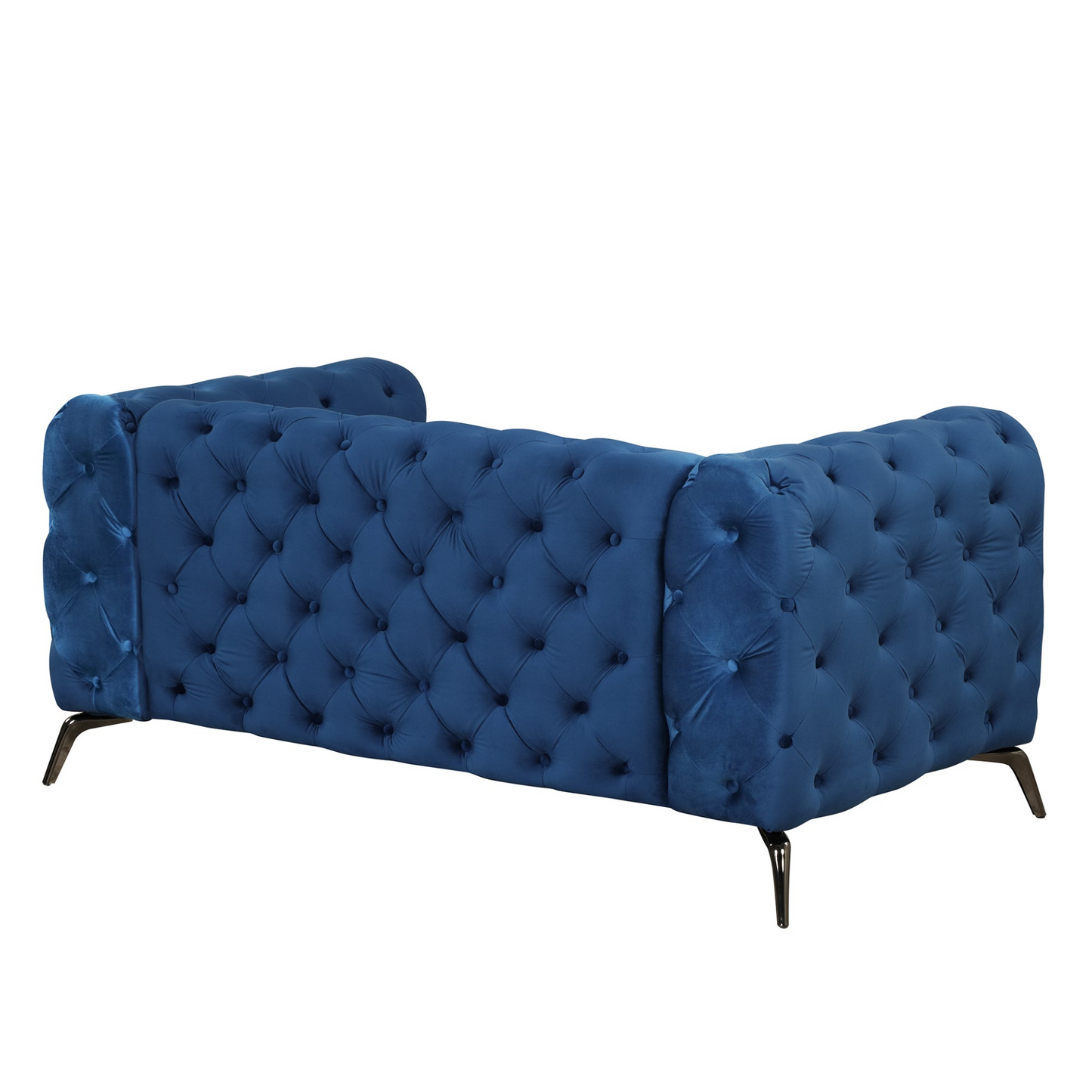 [product_type] | 63" Velvet Upholstered Loveseat Sofa, Modern Button Tufted Back, 2-Person Couch - Blue | casafoyer.myshopify.com