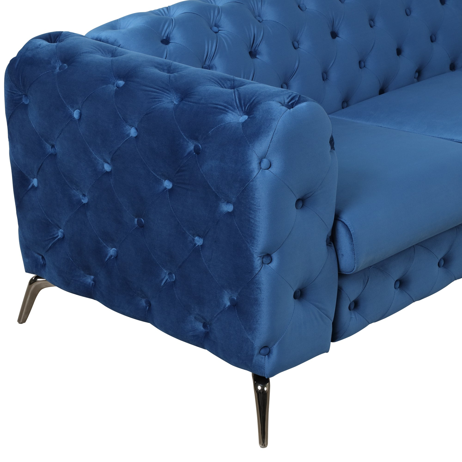 [product_type] | 63" Velvet Upholstered Loveseat Sofa, Modern Button Tufted Back, 2-Person Couch - Blue | casafoyer.myshopify.com