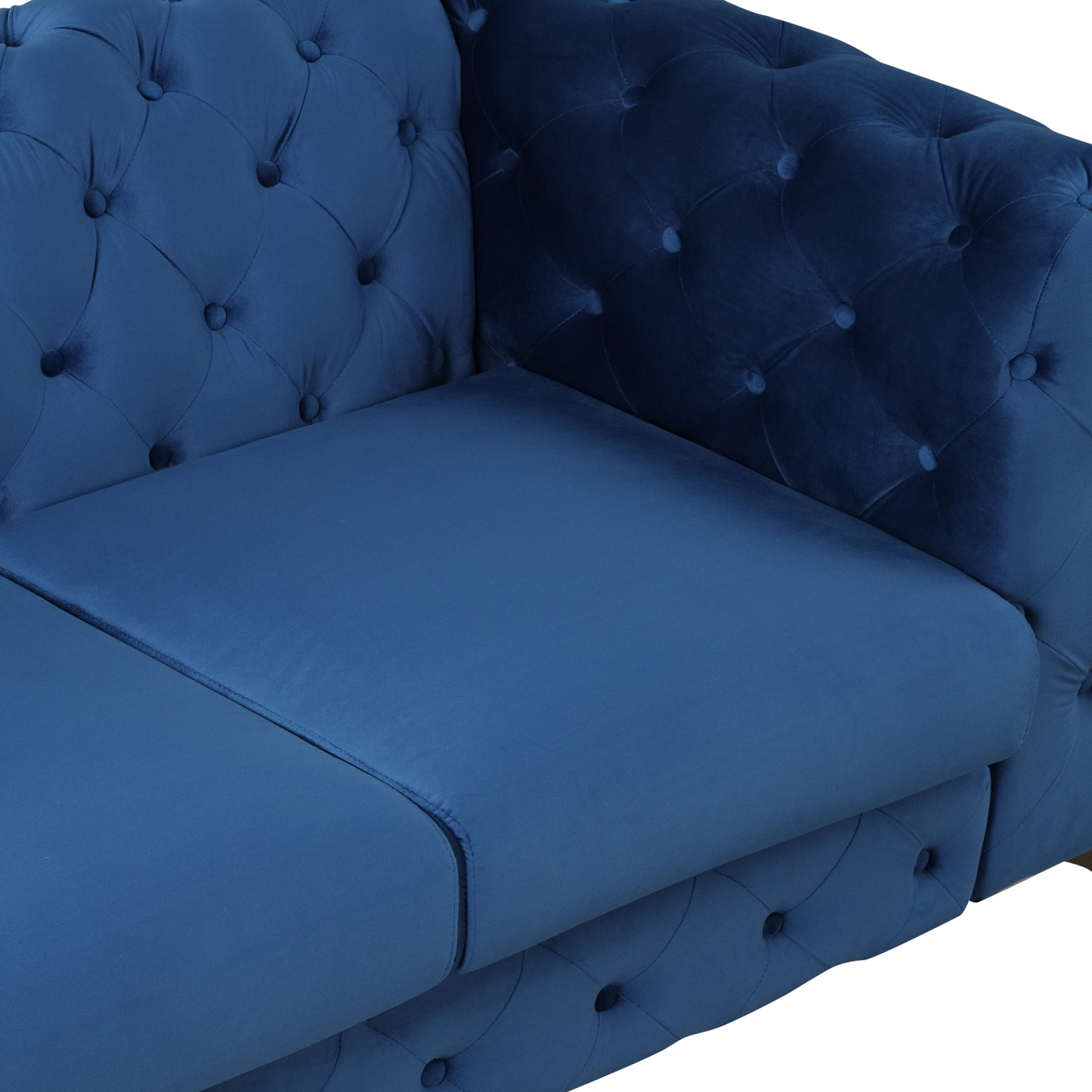 [product_type] | 63" Velvet Upholstered Loveseat Sofa, Modern Button Tufted Back, 2-Person Couch - Blue | casafoyer.myshopify.com