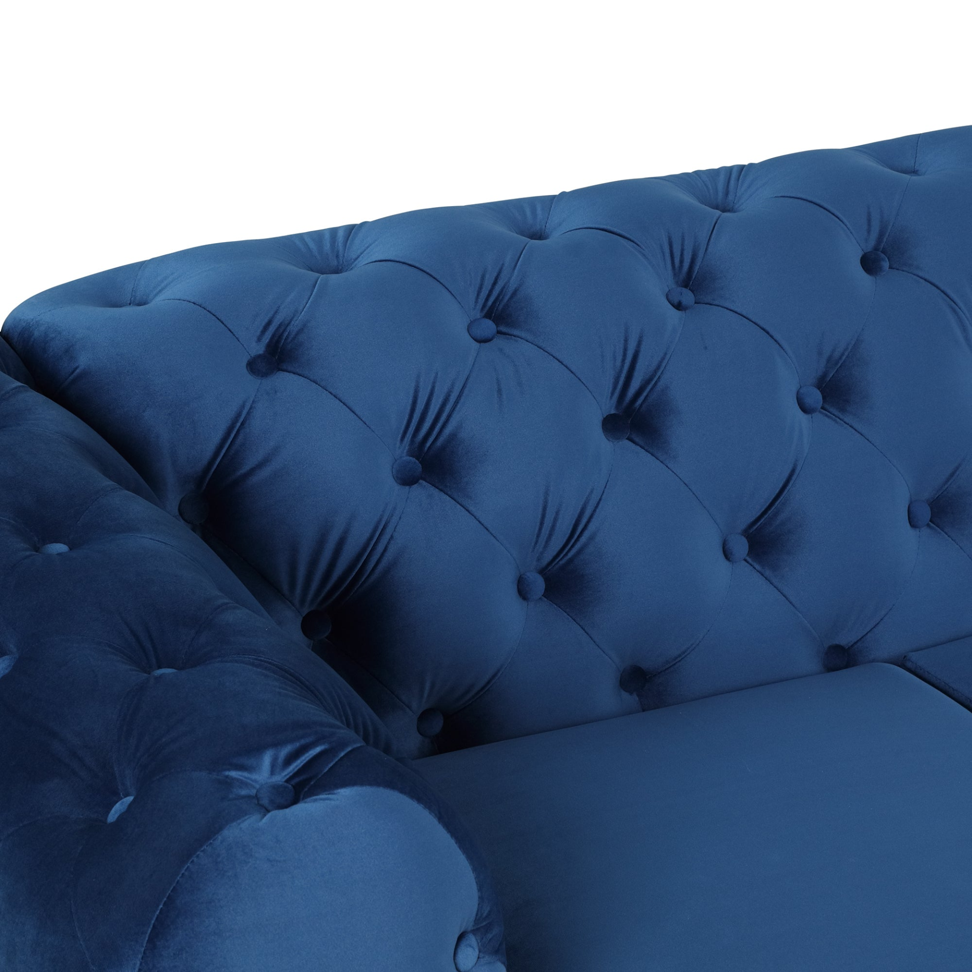 [product_type] | 63" Velvet Upholstered Loveseat Sofa, Modern Button Tufted Back, 2-Person Couch - Blue | casafoyer.myshopify.com