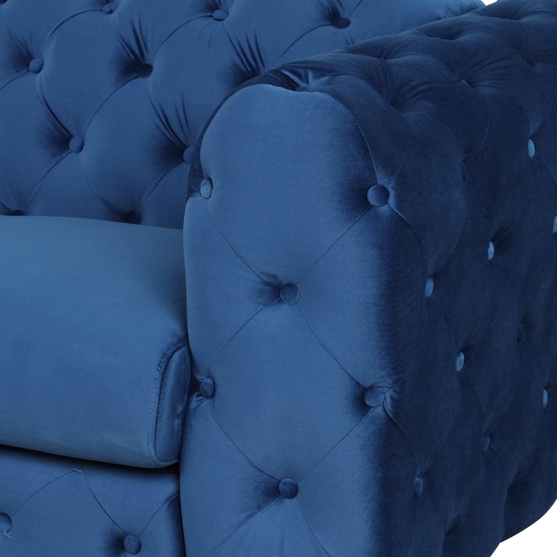 [product_type] | 63" Velvet Upholstered Loveseat Sofa, Modern Button Tufted Back, 2-Person Couch - Blue | casafoyer.myshopify.com