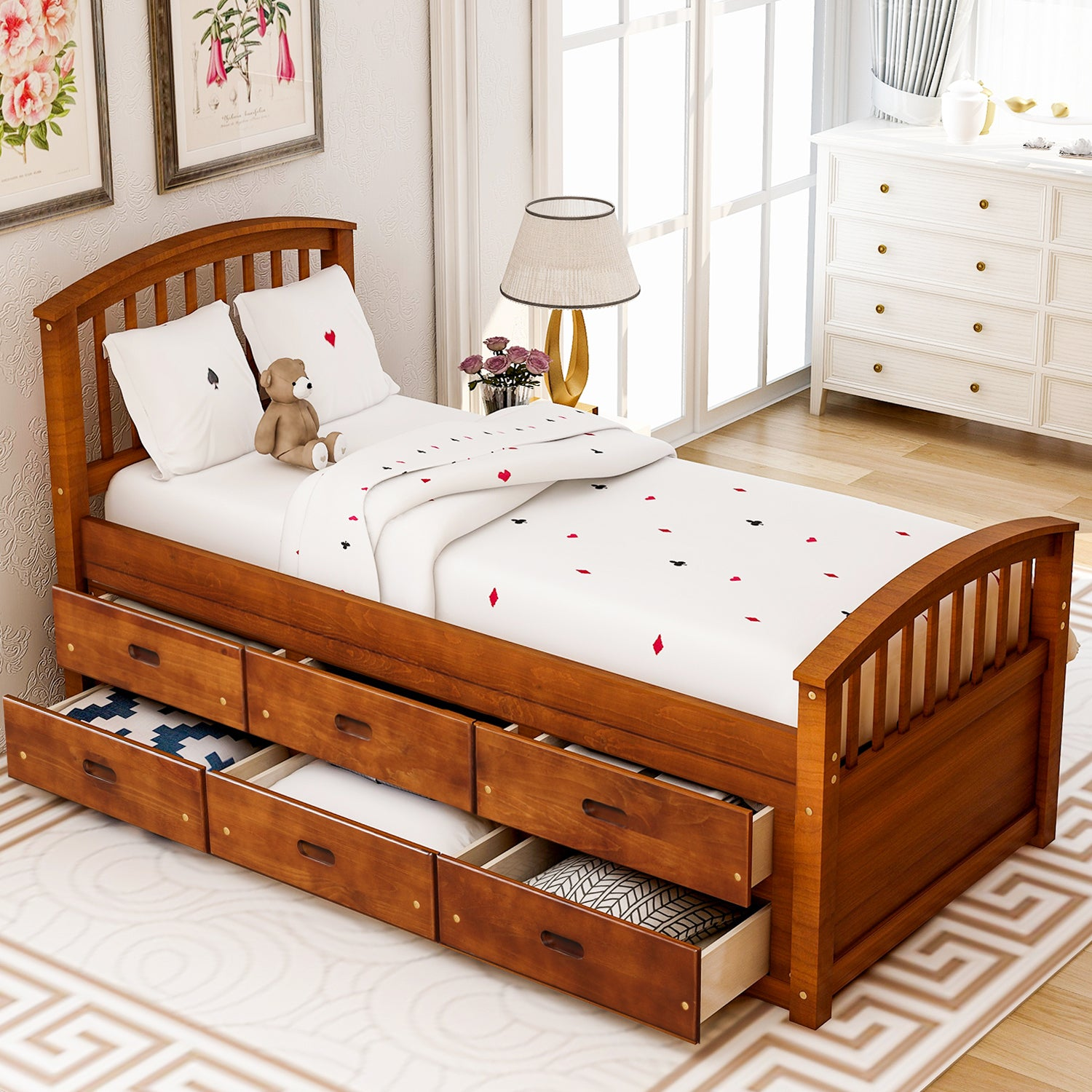 Sofa & Chair sets | Twin Size Platform Storage Bed Solid Wood Bed with 6 Drawers | casafoyer.myshopify.com