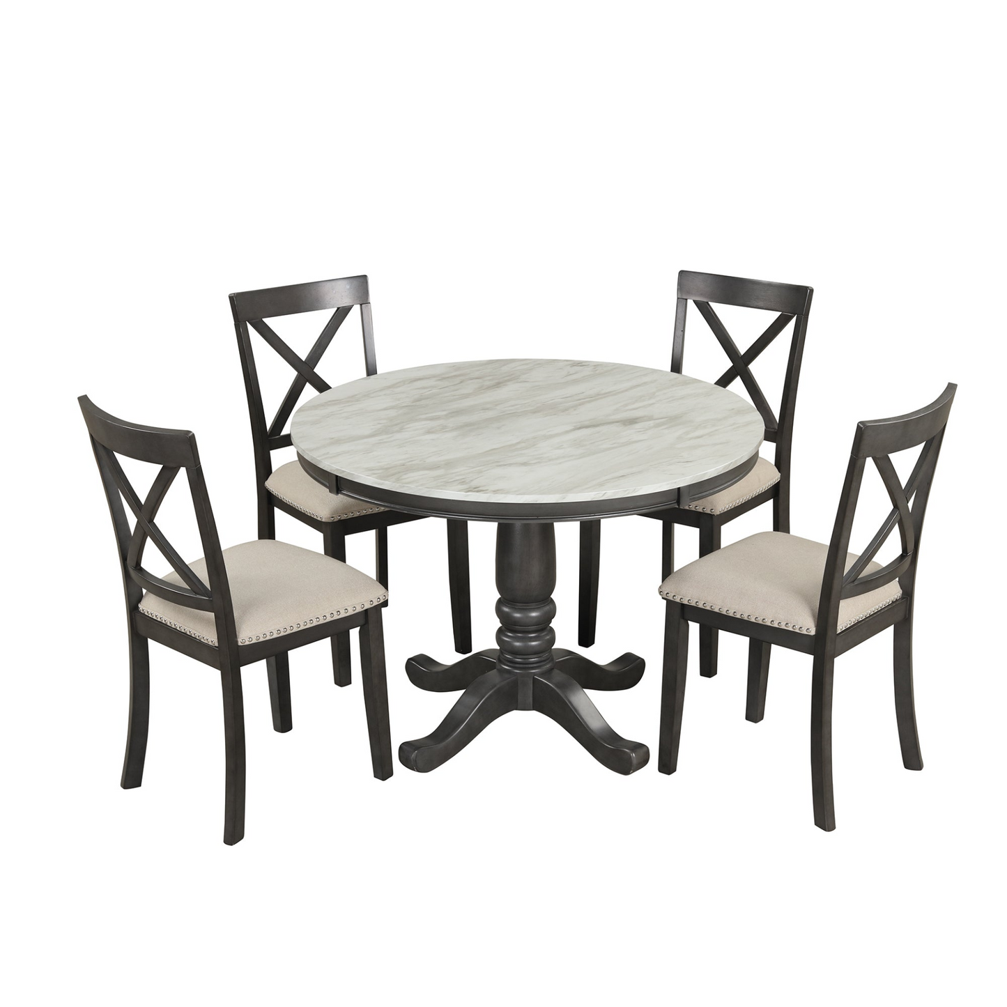 Dining Table | 5-Piece Dining Table and Chairs Set for 4 Persons | Solid Wood Kitchen Room Table with 4 Chairs | casafoyer.myshopify.com