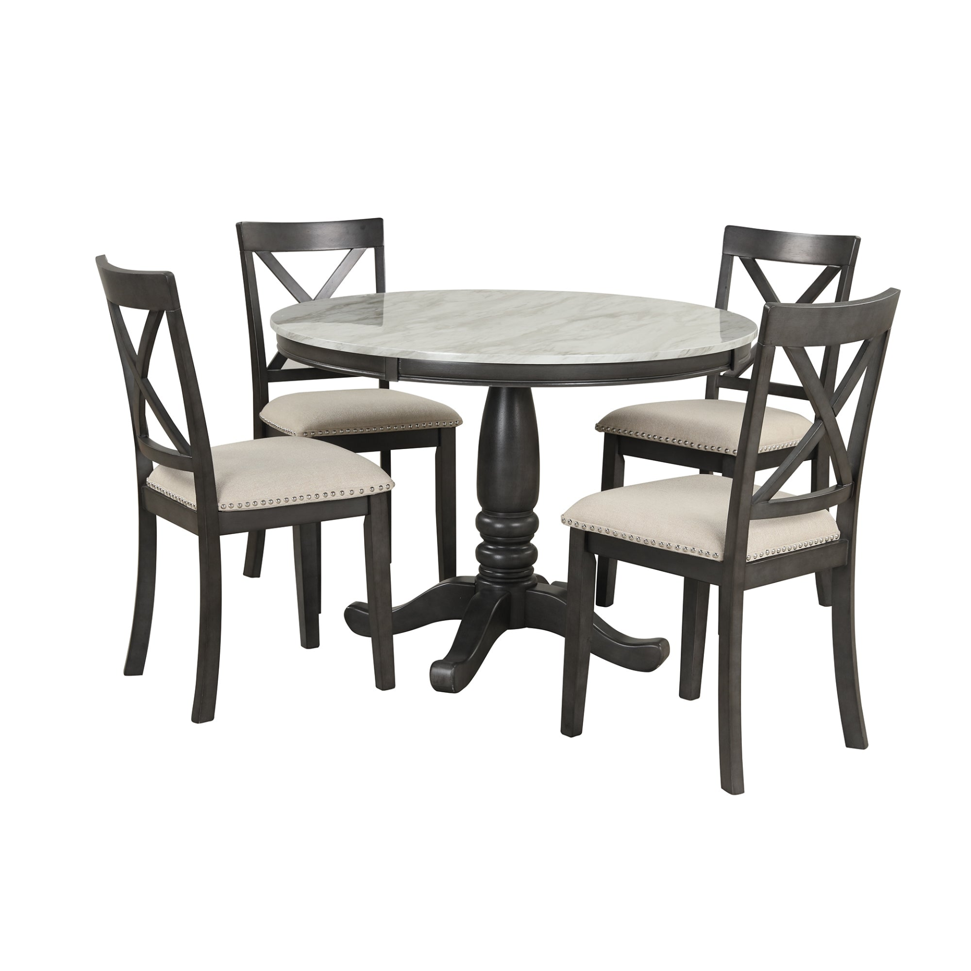 Dining Table | 5-Piece Dining Table and Chairs Set for 4 Persons | Solid Wood Kitchen Room Table with 4 Chairs | casafoyer.myshopify.com