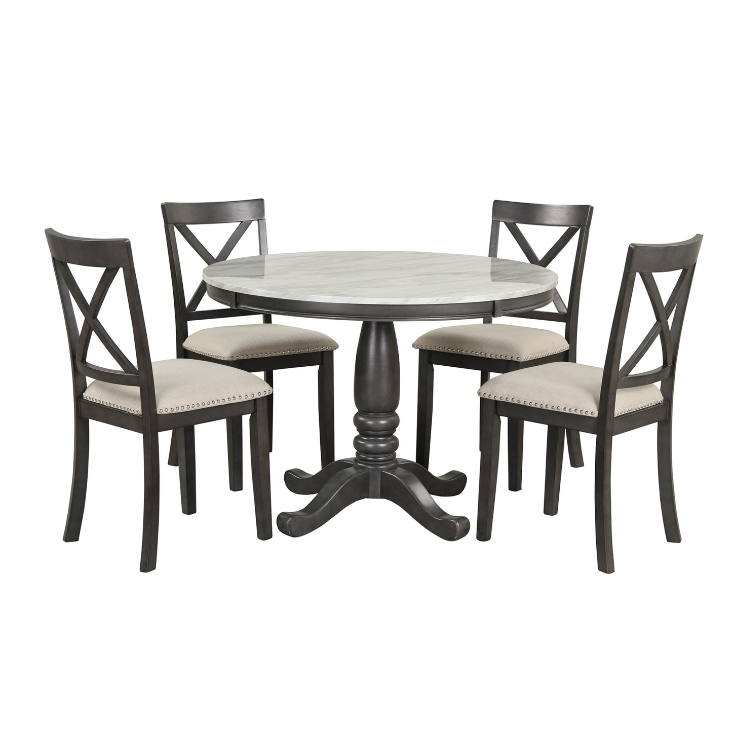 Dining Table | 5-Piece Dining Table and Chairs Set for 4 Persons | Solid Wood Kitchen Room Table with 4 Chairs | casafoyer.myshopify.com