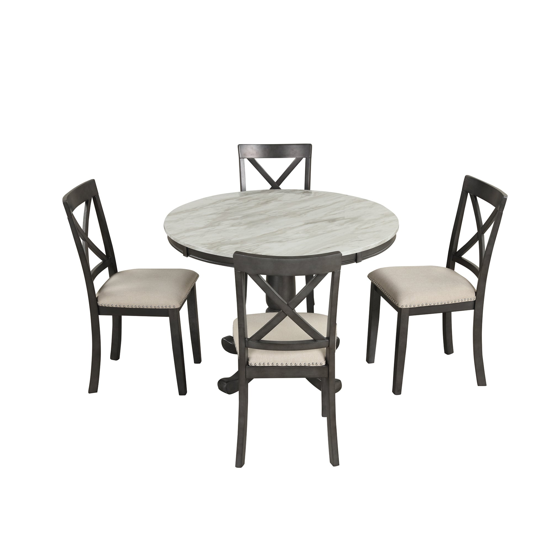 Dining Table | 5-Piece Dining Table and Chairs Set for 4 Persons | Solid Wood Kitchen Room Table with 4 Chairs | casafoyer.myshopify.com