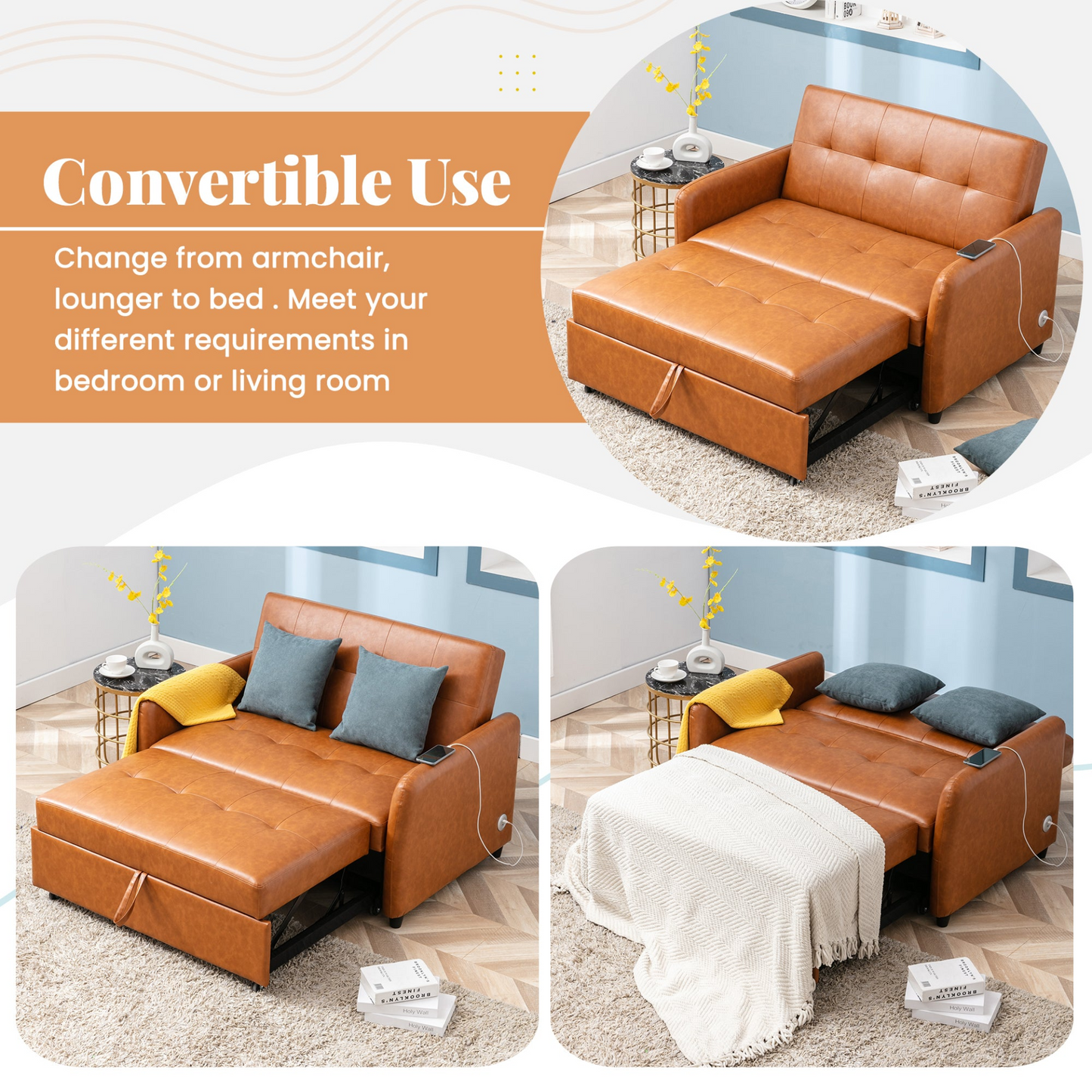 Sofa & Chair sets | Convertible Sleeper Bed, Adjustable Oversized Armchair  with Dual USB Ports for Small Space | casafoyer.myshopify.com