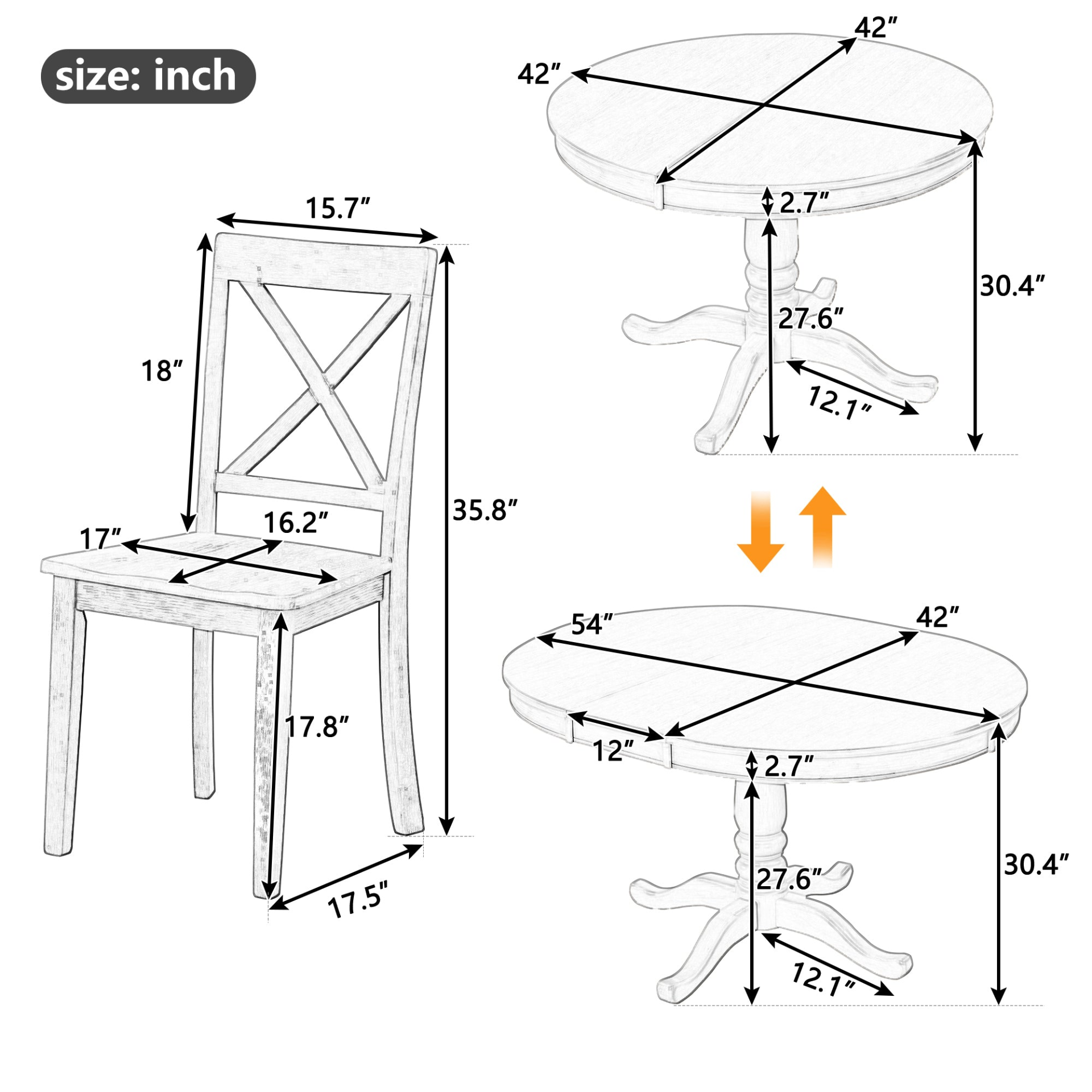 Dining Table | Modern Dining Table Set for 4,Round Table and 4 Kitchen Room Chairs,5 Piece Kitchen Table Set for Dining Room,Dinette,Breakfast Nook,Natural Wood Wash | casafoyer.myshopify.com