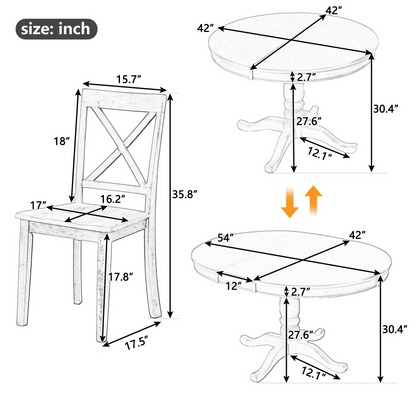 Dining Table | Modern Dining Table Set for 4,Round Table and 4 Kitchen Room Chairs,5 Piece Kitchen Table Set for Dining Room,Dinette,Breakfast Nook,Natural Wood Wash | casafoyer.myshopify.com