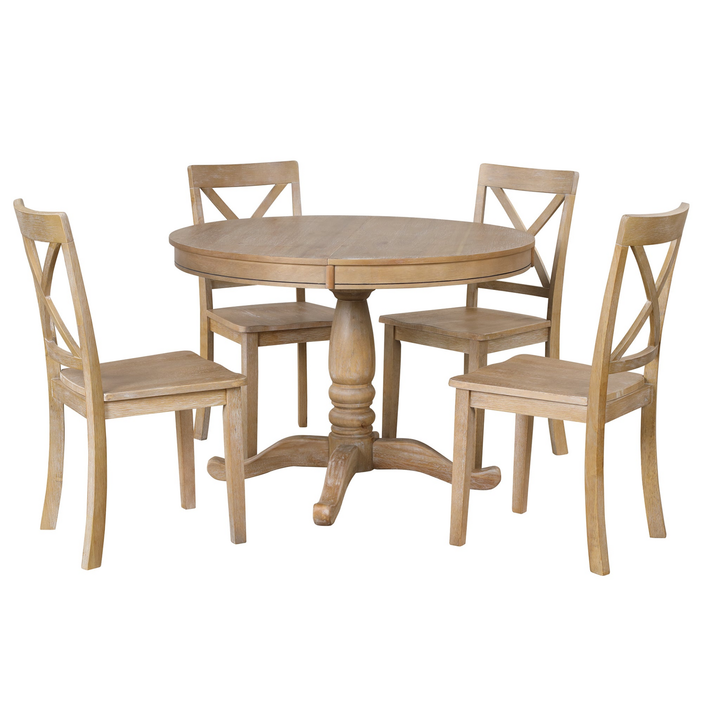 Dining Table | Modern Dining Table Set for 4,Round Table and 4 Kitchen Room Chairs,5 Piece Kitchen Table Set for Dining Room,Dinette,Breakfast Nook,Natural Wood Wash | casafoyer.myshopify.com