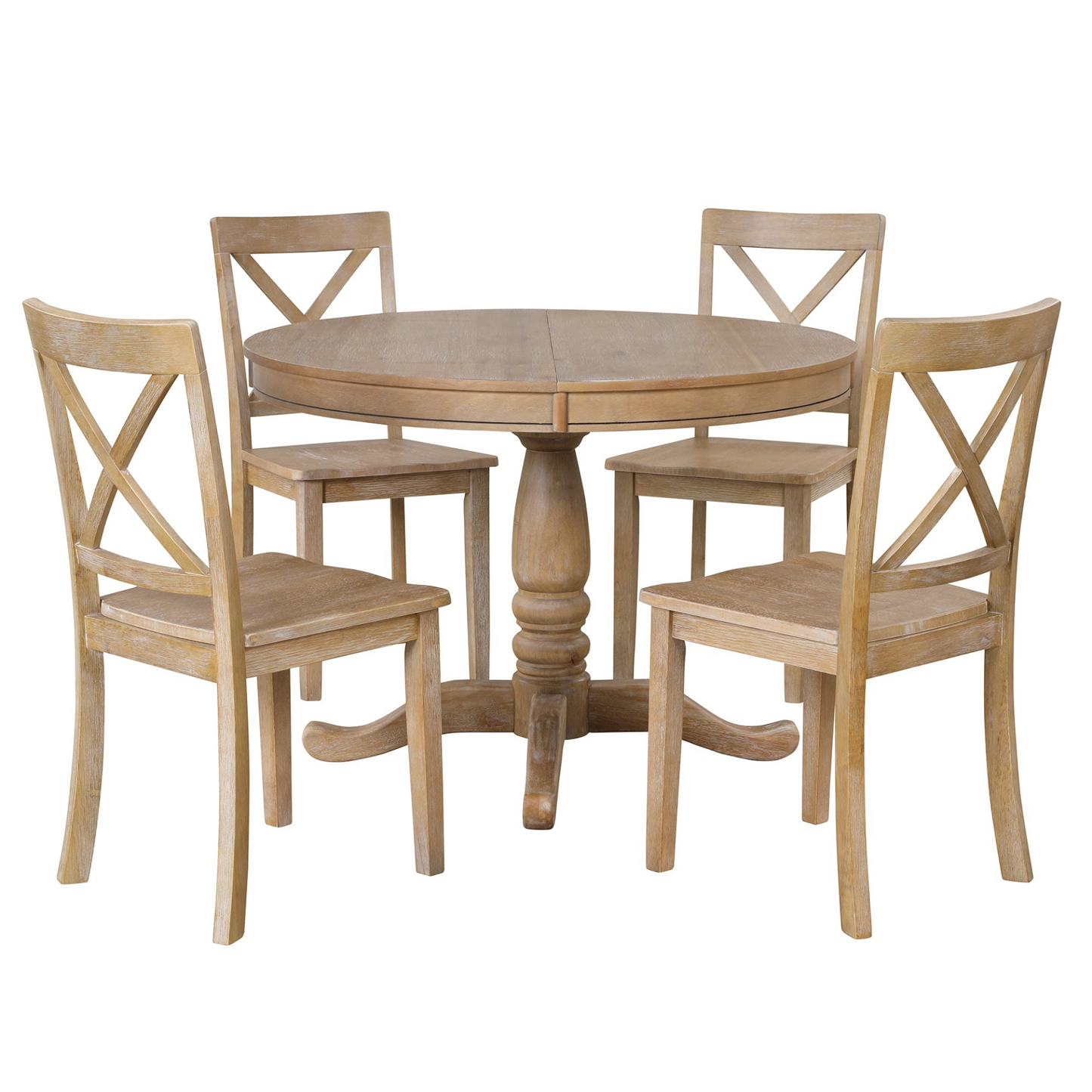 Dining Table | Modern Dining Table Set for 4,Round Table and 4 Kitchen Room Chairs,5 Piece Kitchen Table Set for Dining Room,Dinette,Breakfast Nook,Natural Wood Wash | casafoyer.myshopify.com