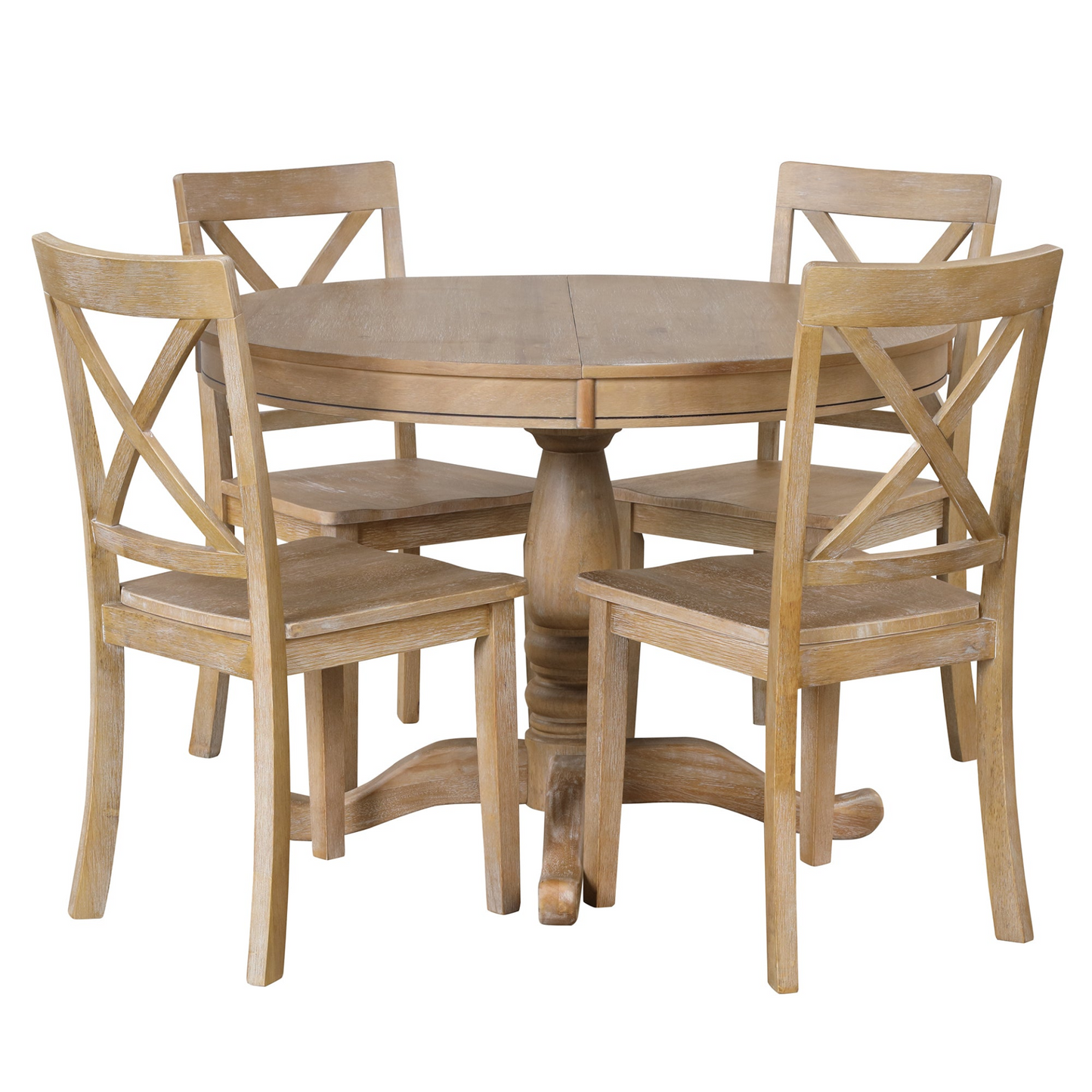 Dining Table | Modern Dining Table Set for 4,Round Table and 4 Kitchen Room Chairs,5 Piece Kitchen Table Set for Dining Room,Dinette,Breakfast Nook,Natural Wood Wash | casafoyer.myshopify.com