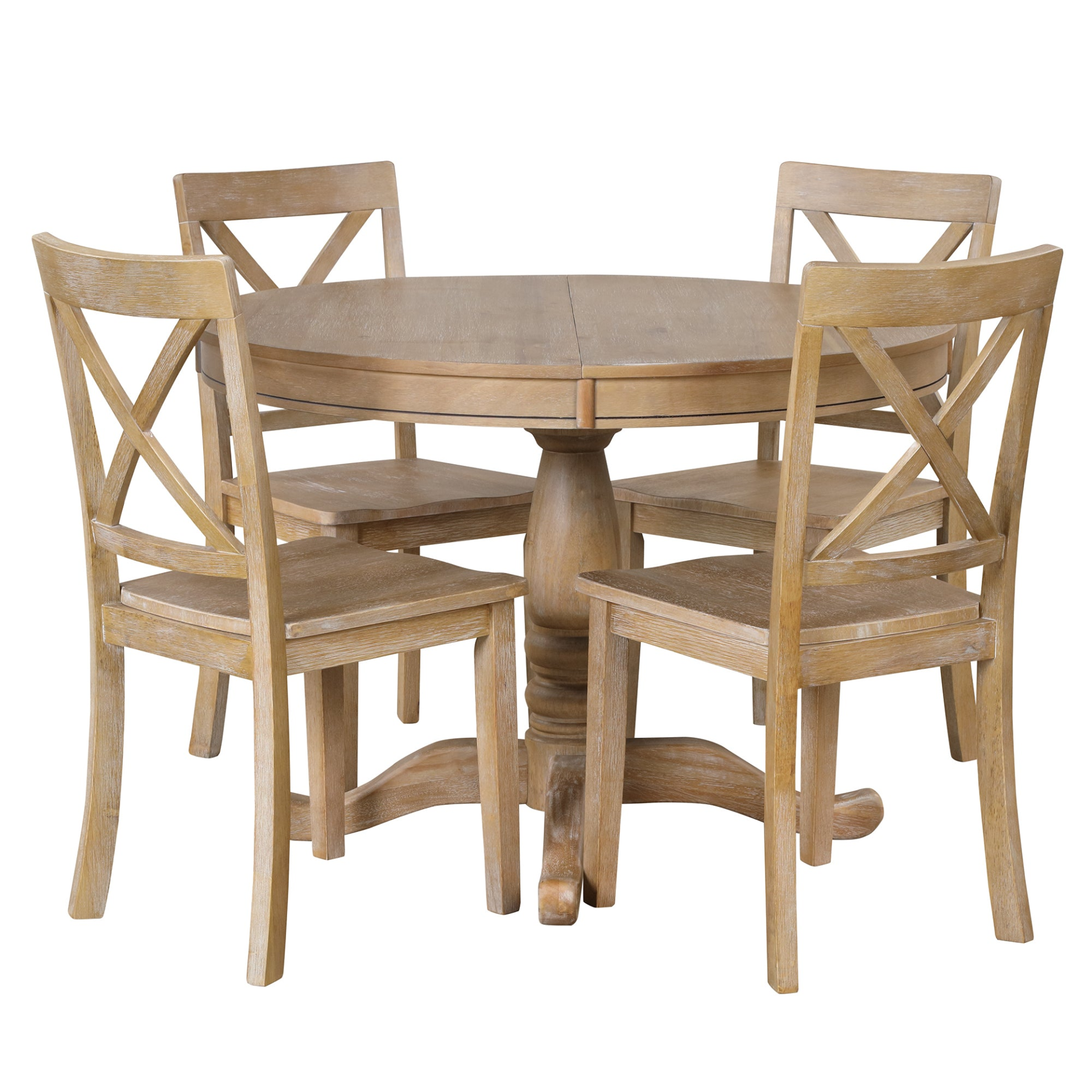 Dining Table | Modern Dining Table Set for 4,Round Table and 4 Kitchen Room Chairs,5 Piece Kitchen Table Set for Dining Room,Dinette,Breakfast Nook,Natural Wood Wash | casafoyer.myshopify.com