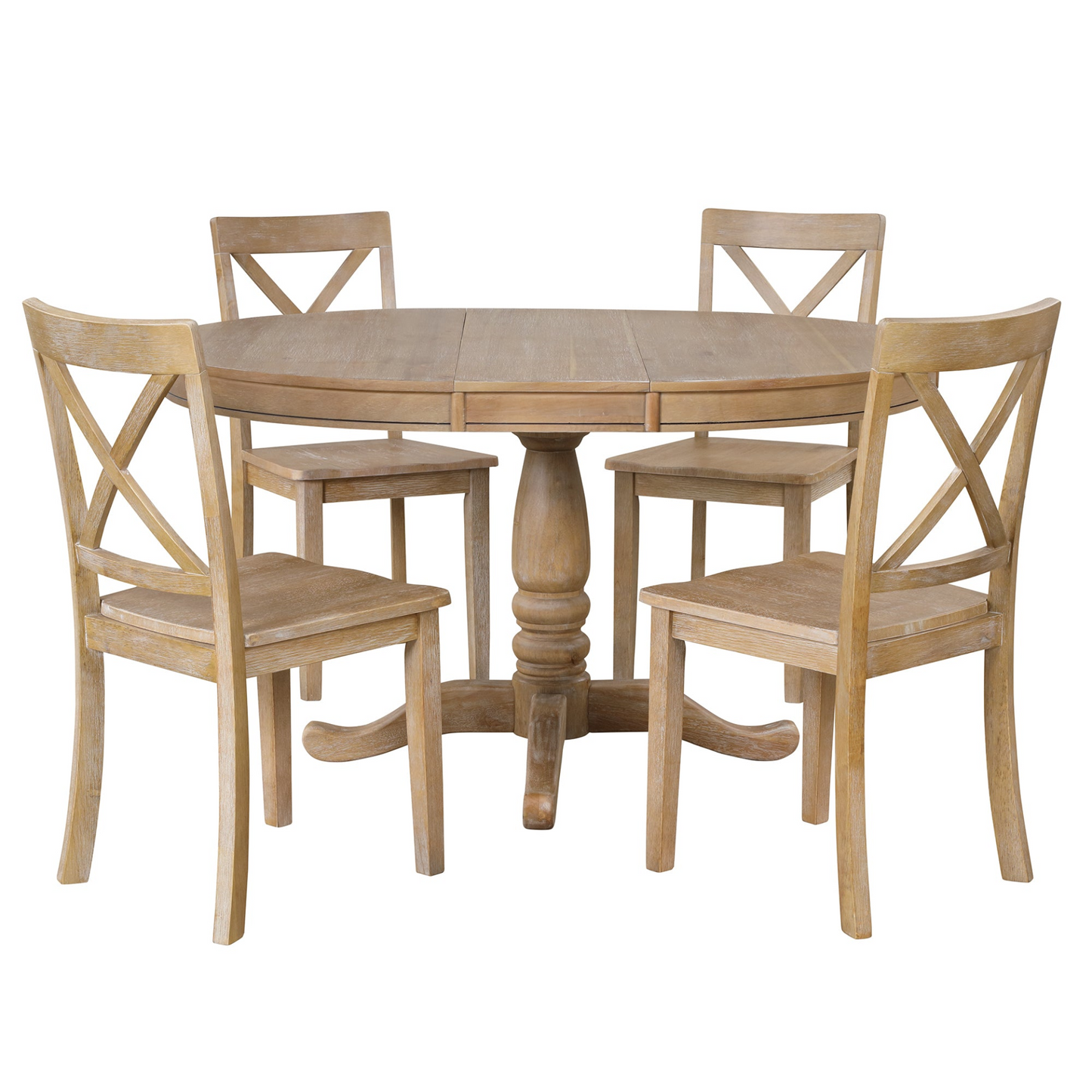 Dining Table | Modern Dining Table Set for 4,Round Table and 4 Kitchen Room Chairs,5 Piece Kitchen Table Set for Dining Room,Dinette,Breakfast Nook,Natural Wood Wash | casafoyer.myshopify.com