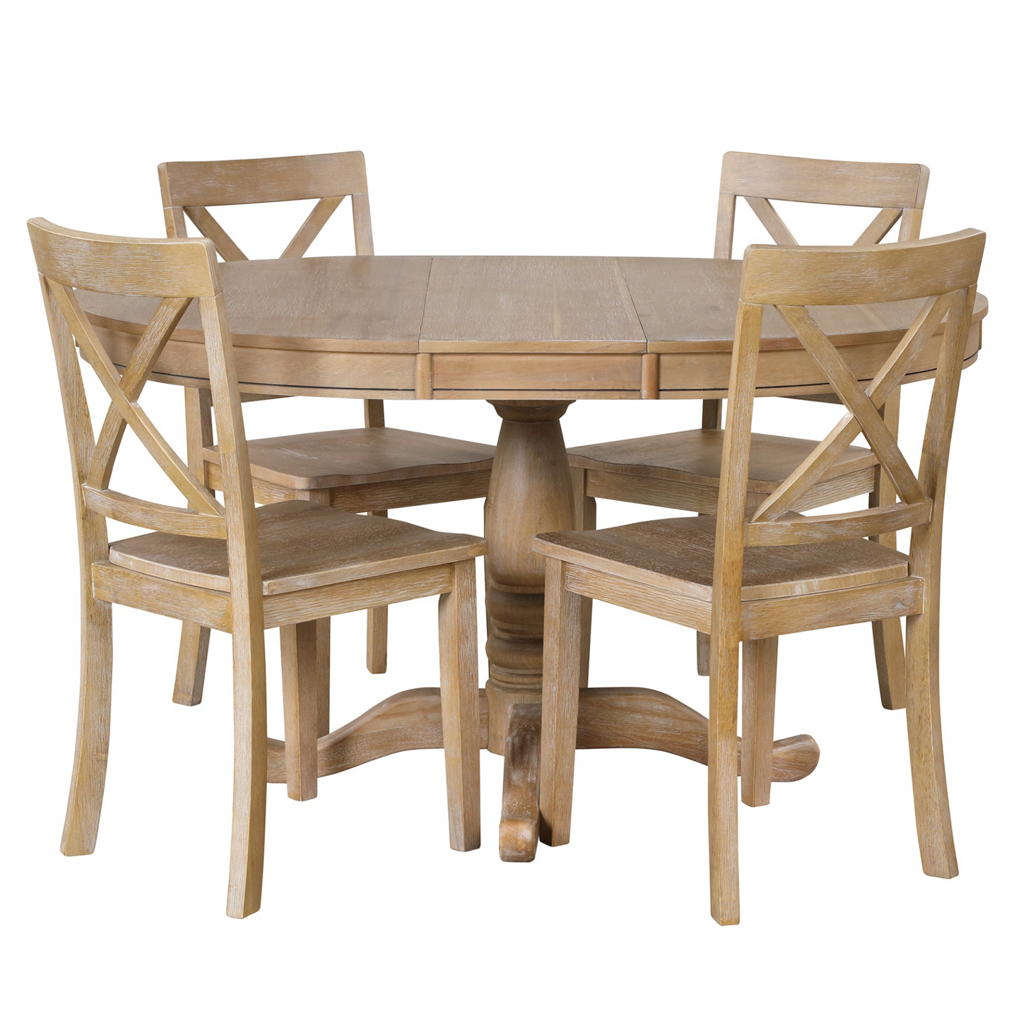 Dining Table | Modern Dining Table Set for 4,Round Table and 4 Kitchen Room Chairs,5 Piece Kitchen Table Set for Dining Room,Dinette,Breakfast Nook,Natural Wood Wash | casafoyer.myshopify.com