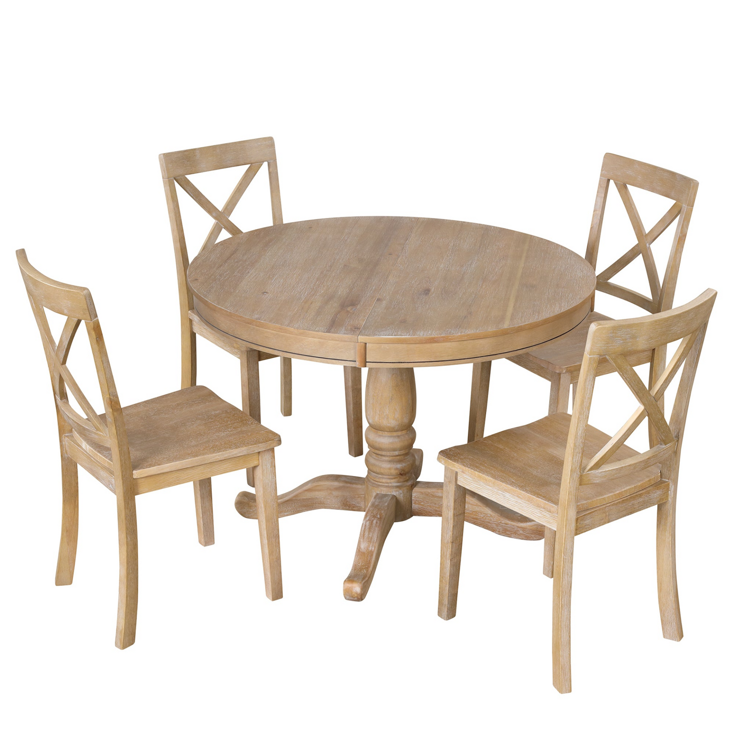 Dining Table | Modern Dining Table Set for 4,Round Table and 4 Kitchen Room Chairs,5 Piece Kitchen Table Set for Dining Room,Dinette,Breakfast Nook,Natural Wood Wash | casafoyer.myshopify.com