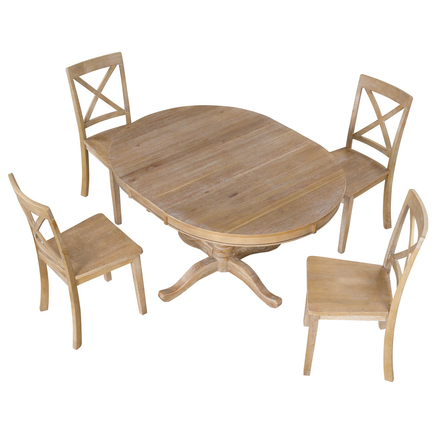 Dining Table | Modern Dining Table Set for 4,Round Table and 4 Kitchen Room Chairs,5 Piece Kitchen Table Set for Dining Room,Dinette,Breakfast Nook,Natural Wood Wash | casafoyer.myshopify.com