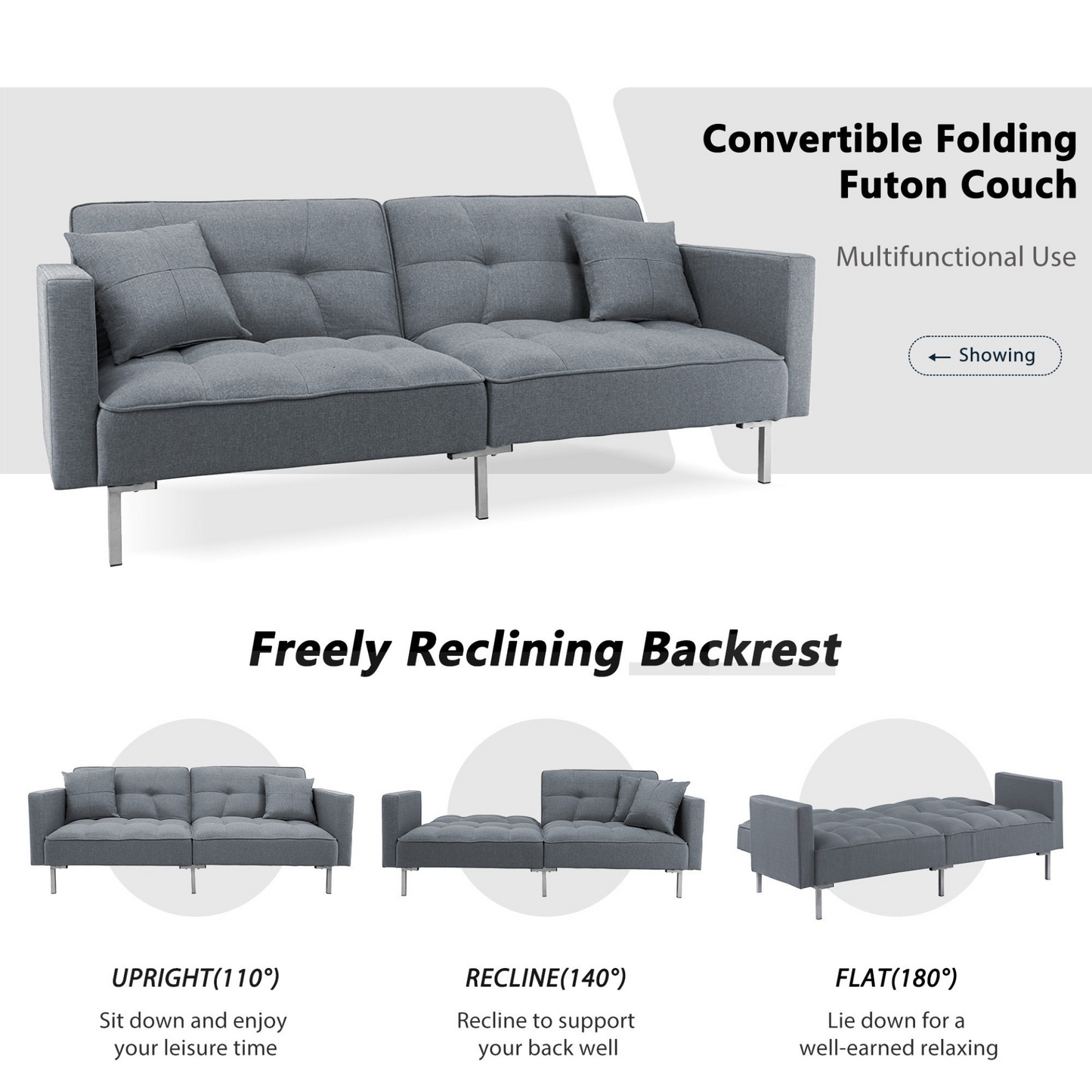 Sofa & Chair sets | Linen Upholstered Modern Convertible Folding Futon Sofa Bed for Compact Living Space, Apartment, Dorm | casafoyer.myshopify.com