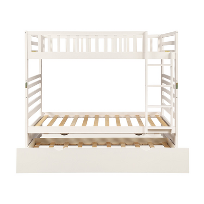 Bed | Twin Bunk Beds for Kids with Safety Rail and Movable Trundle bed | casafoyer.myshopify.com