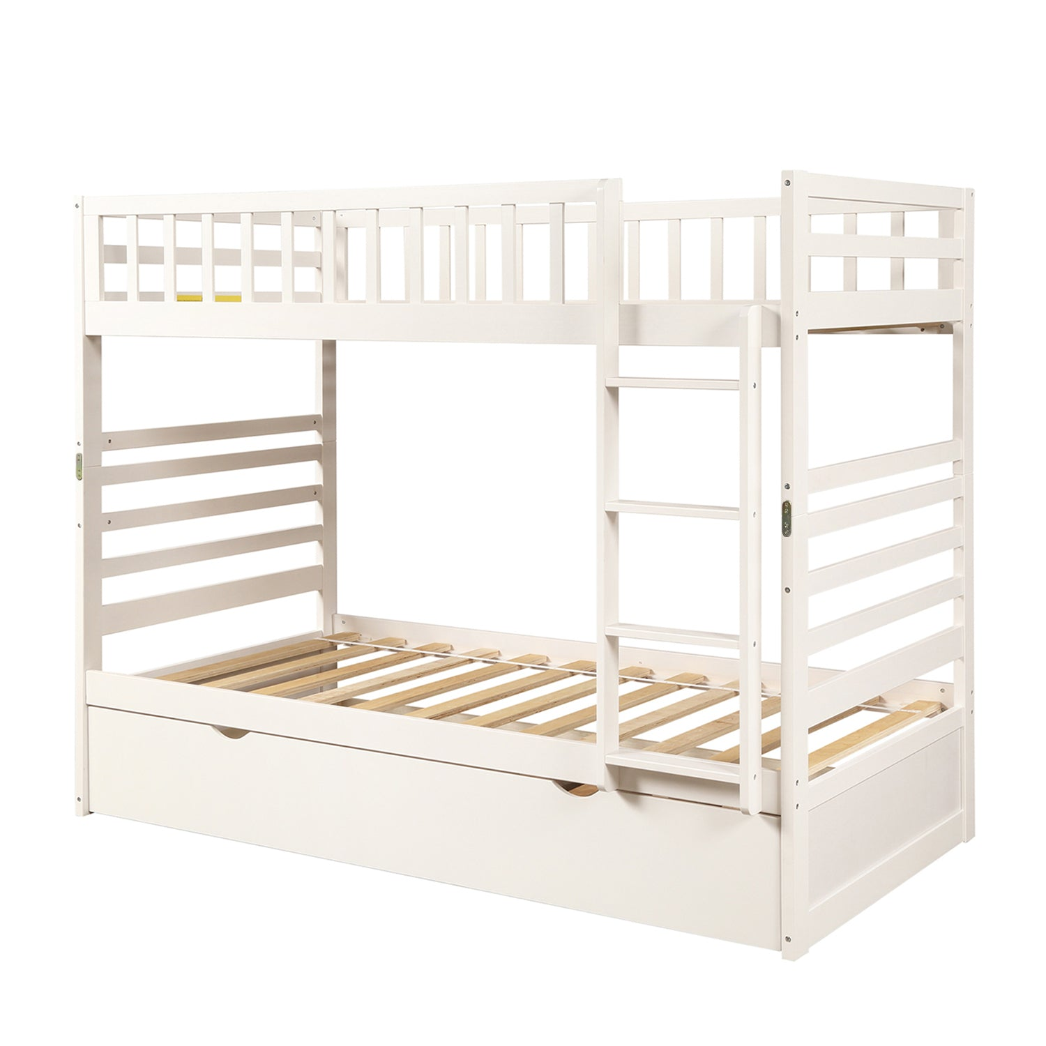 Bed | Twin Bunk Beds for Kids with Safety Rail and Movable Trundle bed | casafoyer.myshopify.com