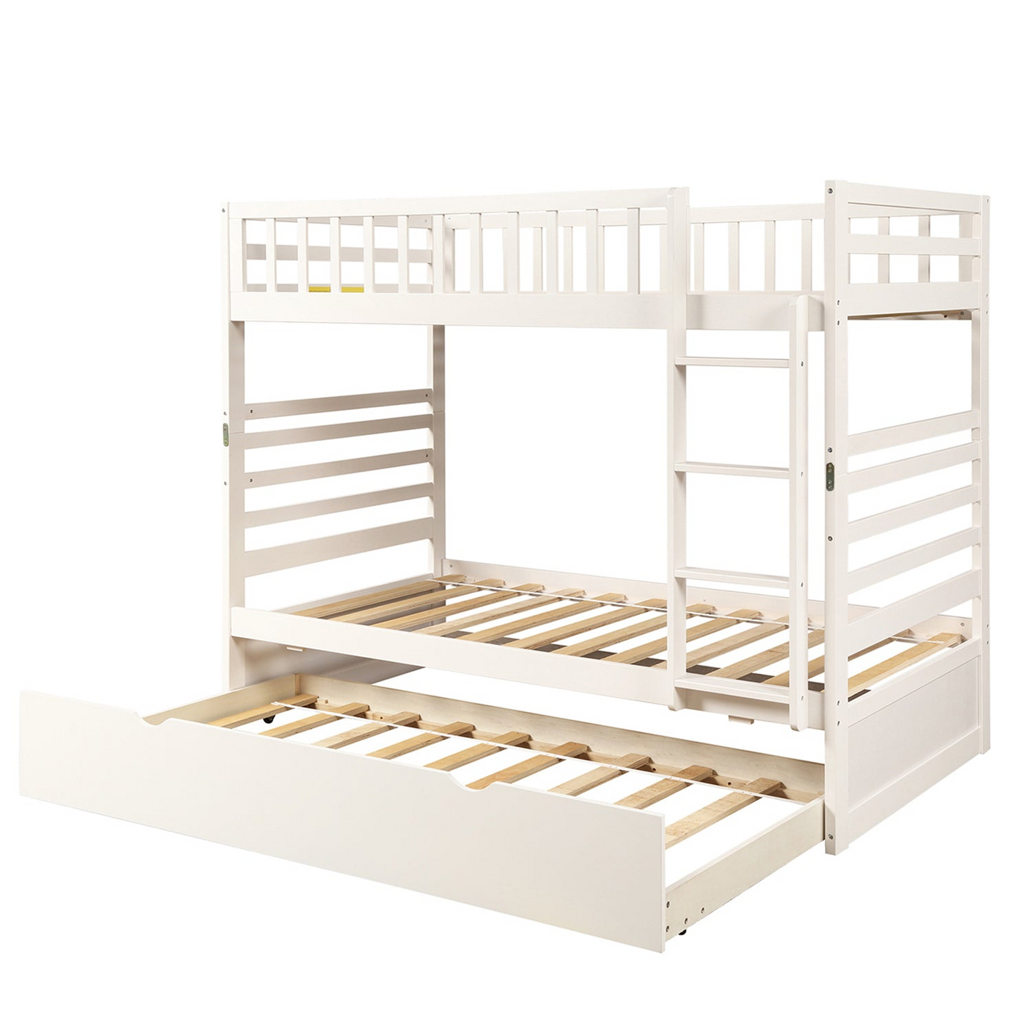 Bed | Twin Bunk Beds for Kids with Safety Rail and Movable Trundle bed | casafoyer.myshopify.com