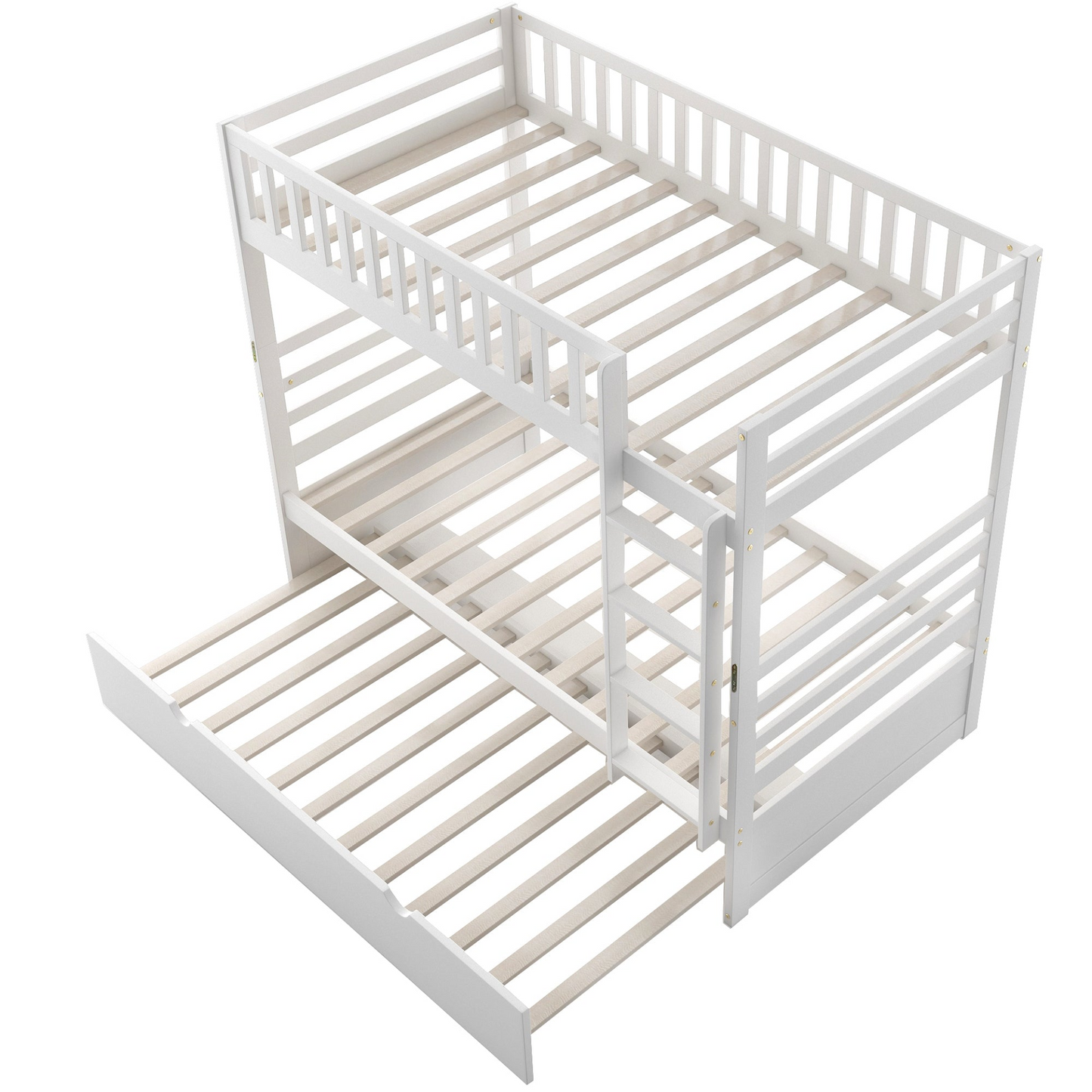 Bed | Twin Bunk Beds for Kids with Safety Rail and Movable Trundle bed | casafoyer.myshopify.com