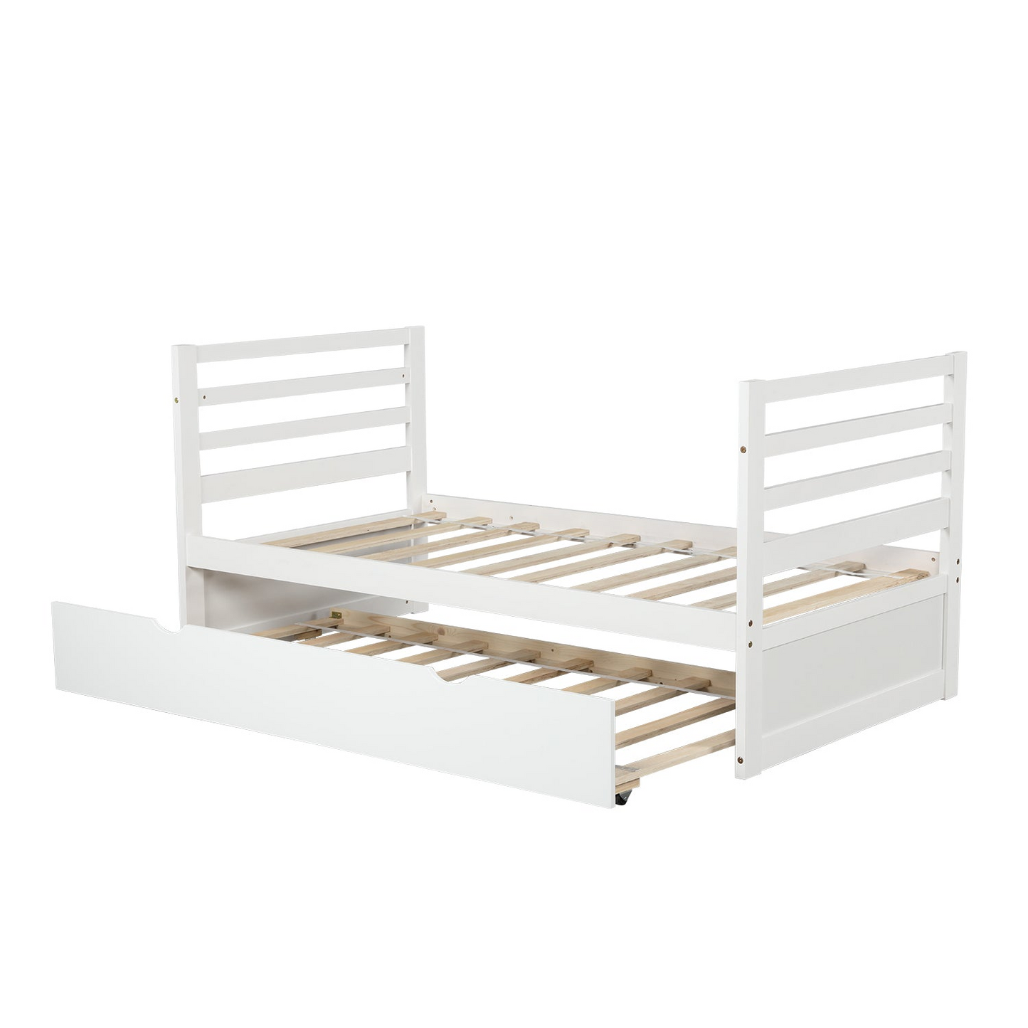 Bed | Twin Bunk Beds for Kids with Safety Rail and Movable Trundle bed | casafoyer.myshopify.com