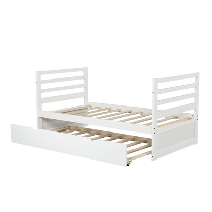 Bed | Twin Bunk Beds for Kids with Safety Rail and Movable Trundle bed | casafoyer.myshopify.com