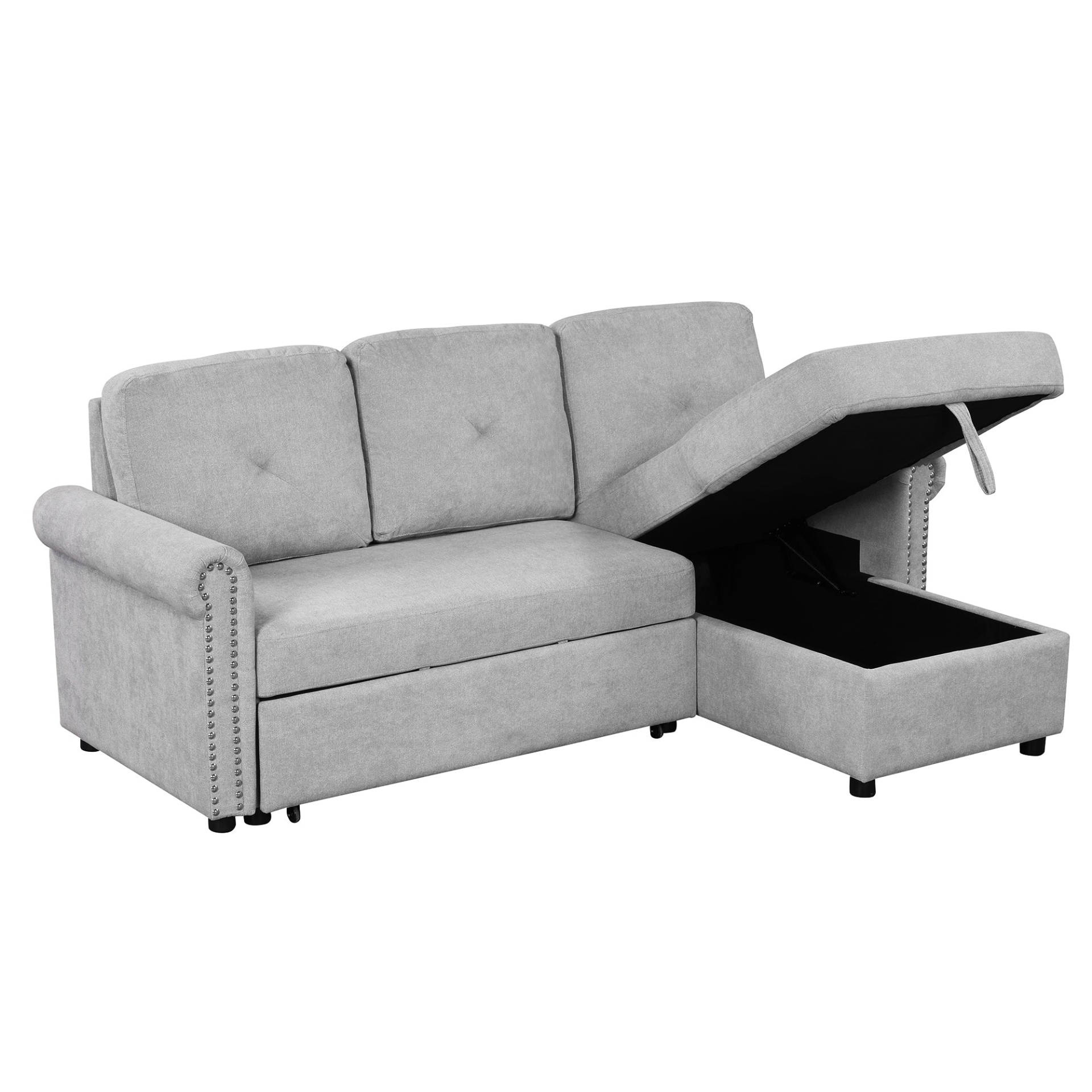 Sofa & Chair sets | Modern Convertible Sleeper Sofa Bed with Storage Chaise,Gray | casafoyer.myshopify.com