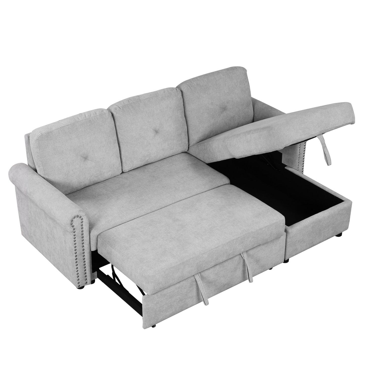 Sofa & Chair sets | Modern Convertible Sleeper Sofa Bed with Storage Chaise,Gray | casafoyer.myshopify.com