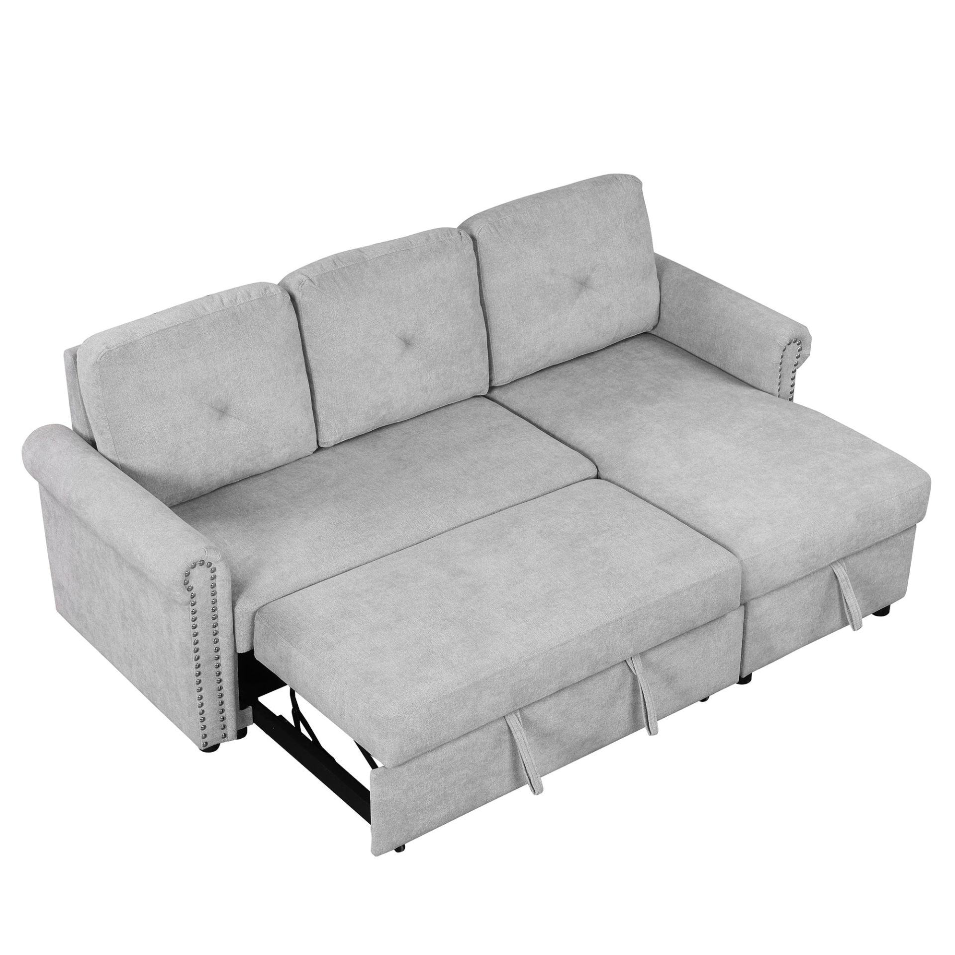 Sofa & Chair sets | Modern Convertible Sleeper Sofa Bed with Storage Chaise,Gray | casafoyer.myshopify.com