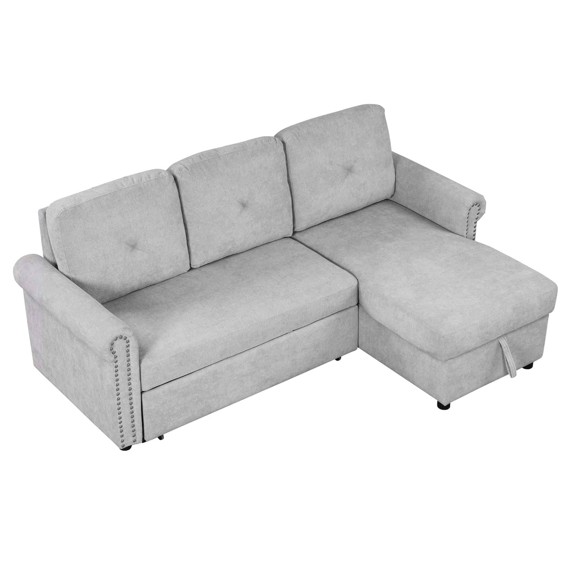 Sofa & Chair sets | Modern Convertible Sleeper Sofa Bed with Storage Chaise,Gray | casafoyer.myshopify.com