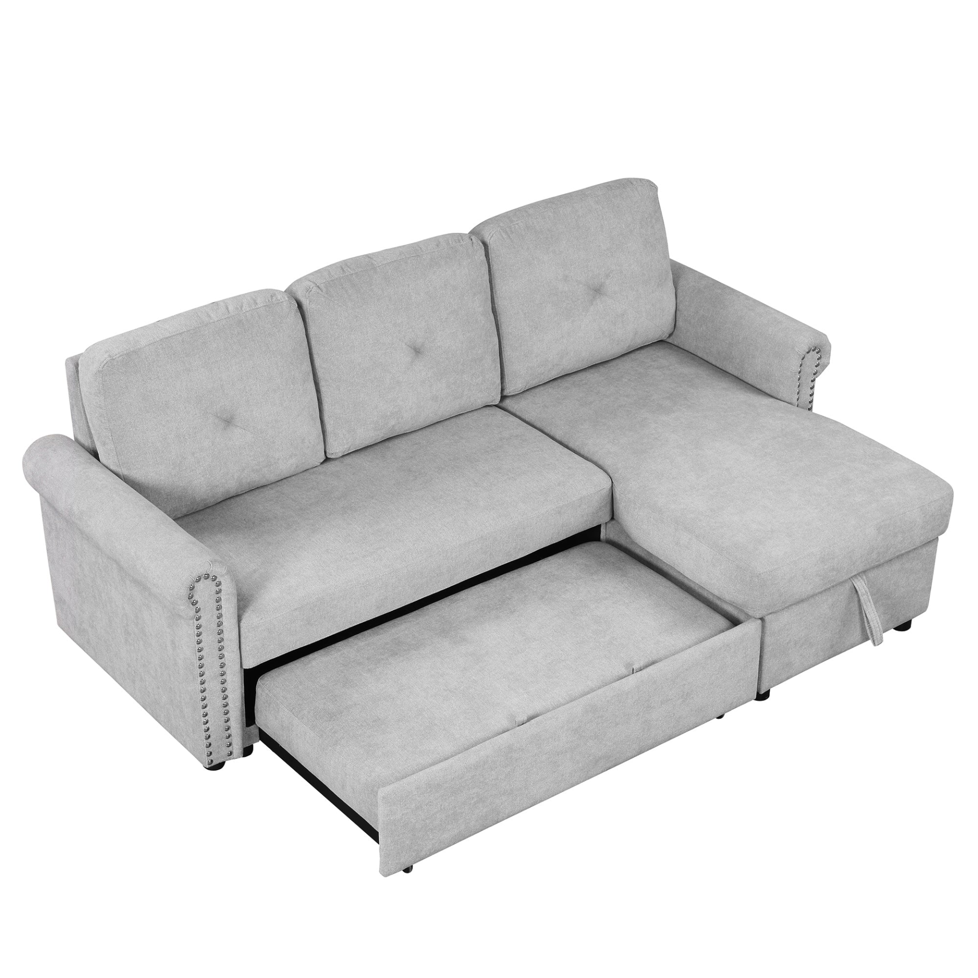 Sofa & Chair sets | Modern Convertible Sleeper Sofa Bed with Storage Chaise,Gray | casafoyer.myshopify.com