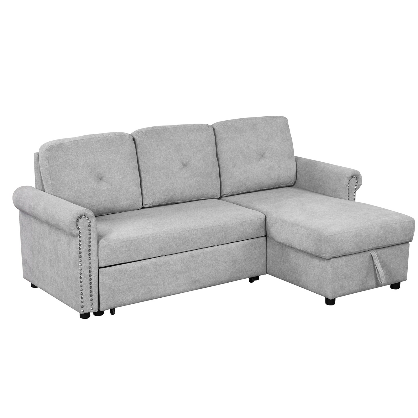 Sofa & Chair sets | Modern Convertible Sleeper Sofa Bed with Storage Chaise,Gray | casafoyer.myshopify.com