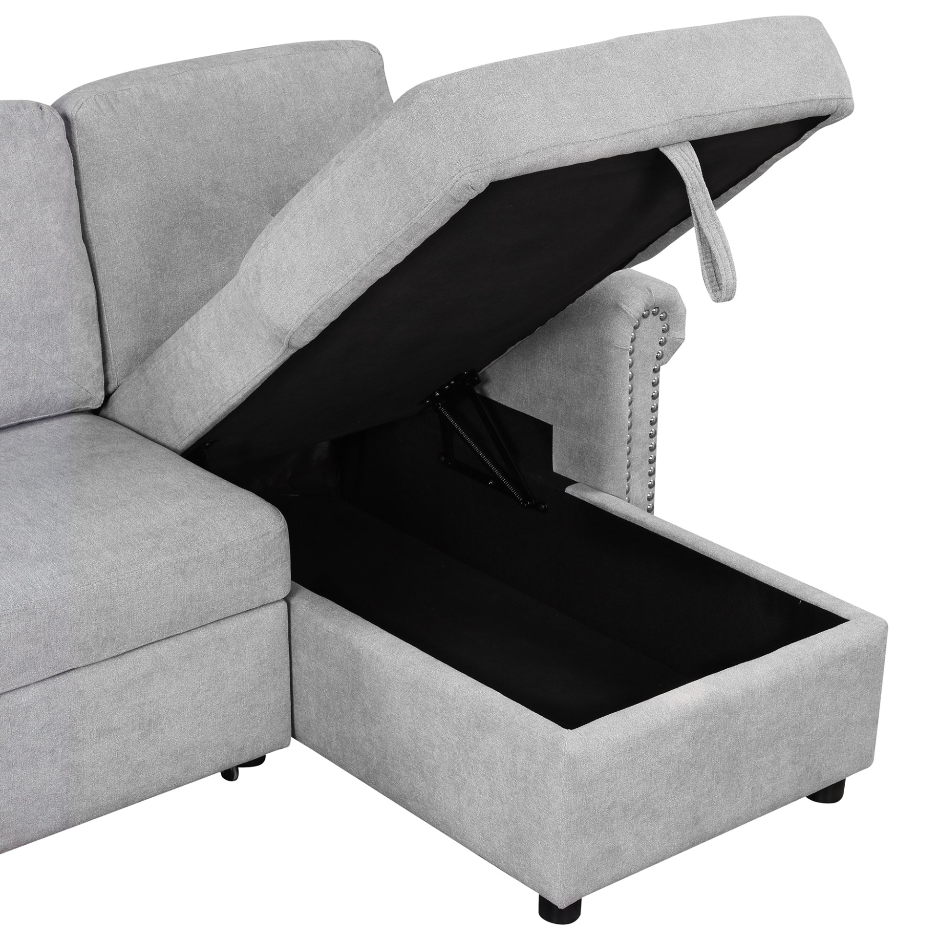 Sofa & Chair sets | Modern Convertible Sleeper Sofa Bed with Storage Chaise,Gray | casafoyer.myshopify.com